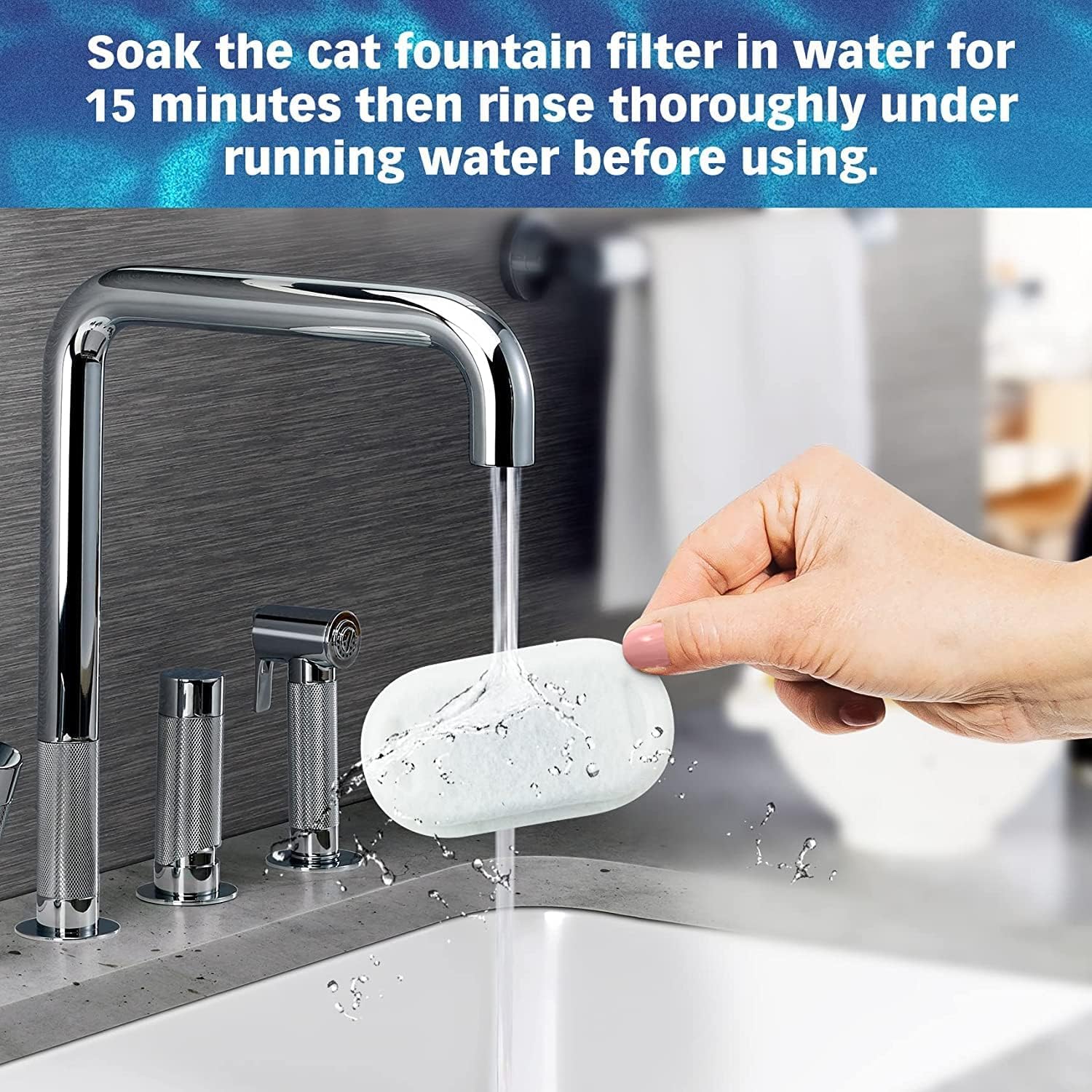Ofat Home Filtros de fuente de agua para gatos, paquete de 4 filtros de repuesto con 4 esponjas de prefiltro