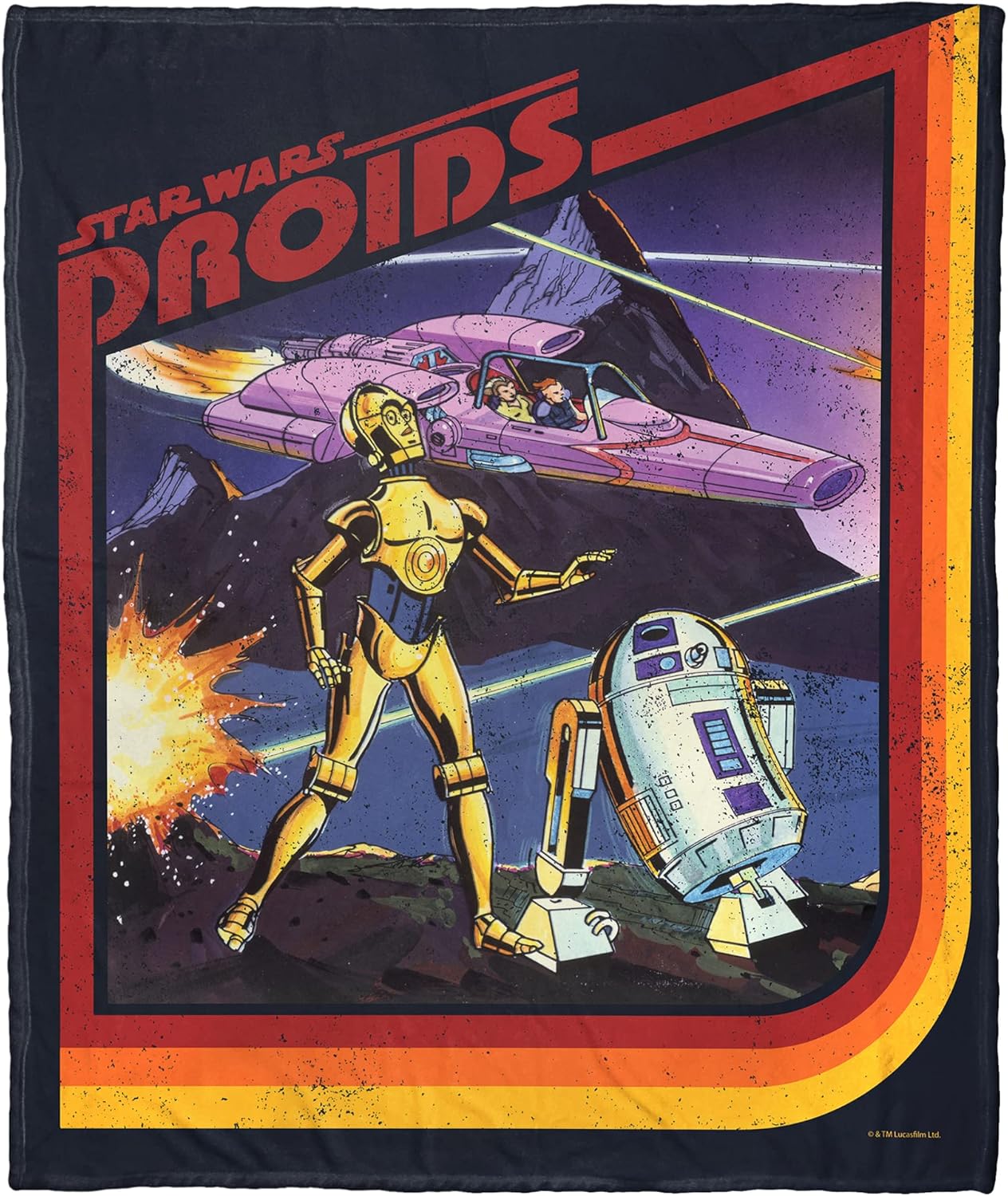 Northwest Manta de seda táctil de Star Wars, 50 x 60 pulgadas, Droids retro