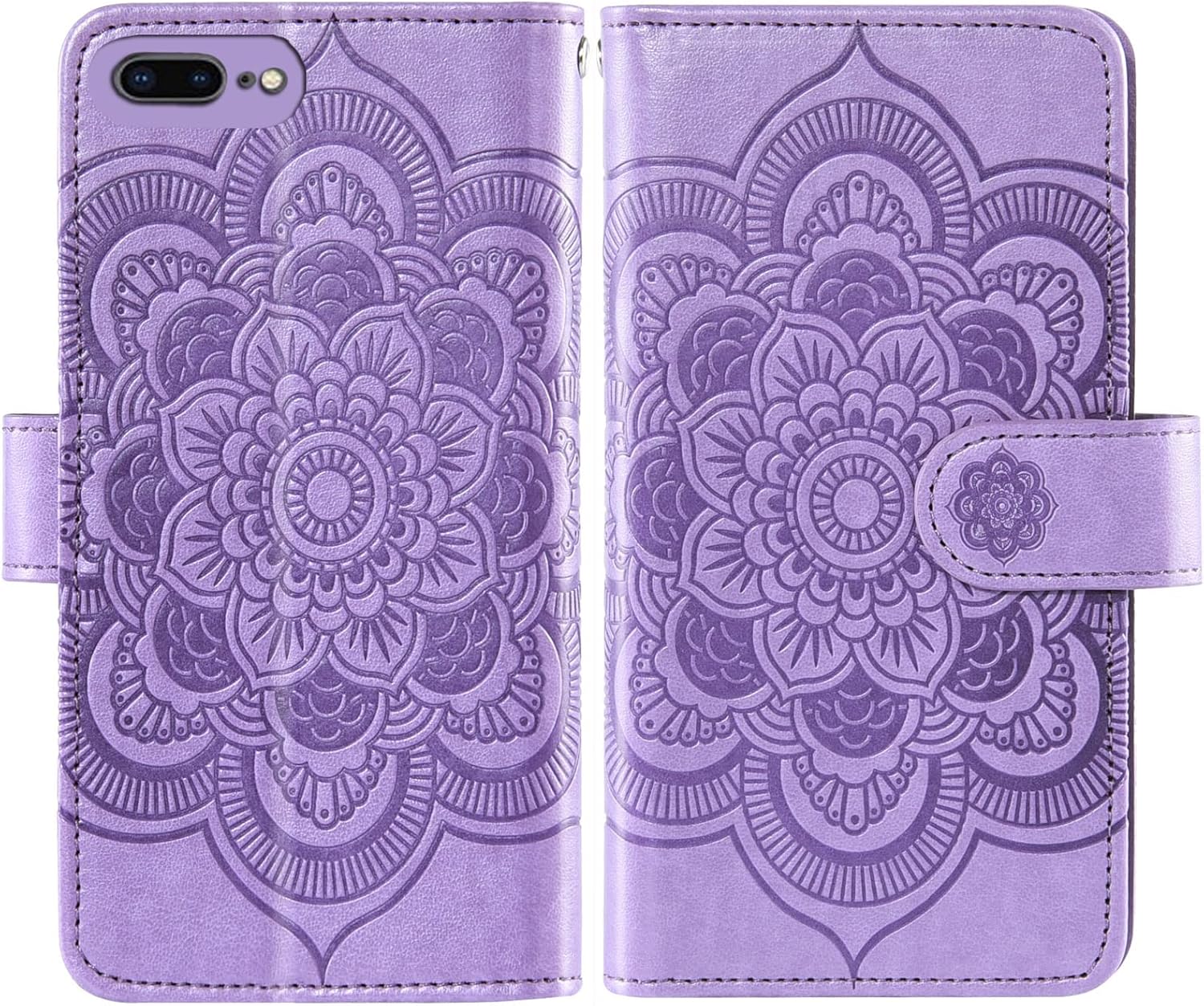 Asuwish Compatible con iPhone 7plus 8plus 78 Plus Funda tipo cartera y protector de pantalla de vidrio templado, funda de cuero con tapa para