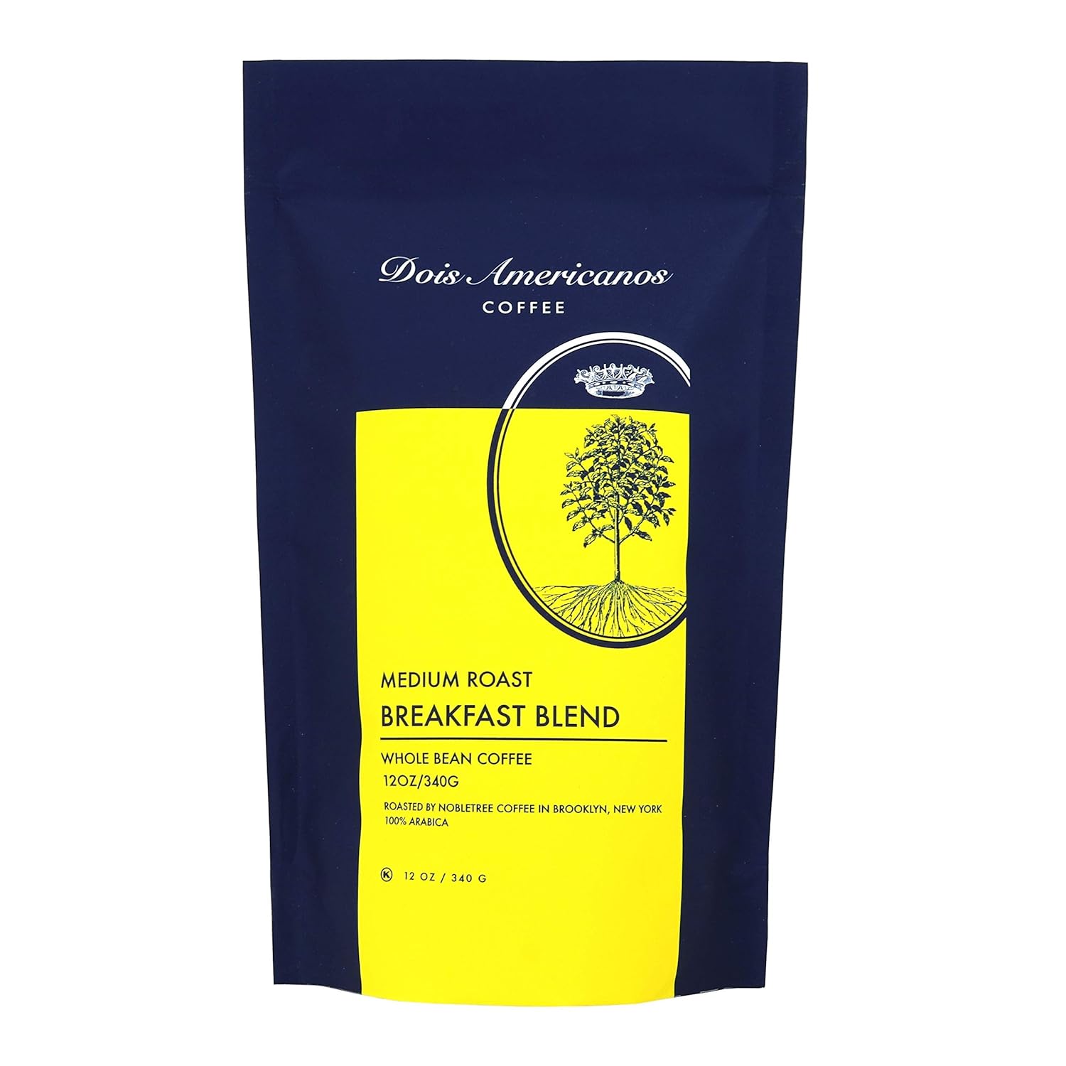 Dois Americanos Breakfast Roast – Café en grano entero, medio ligero, 12 onzas