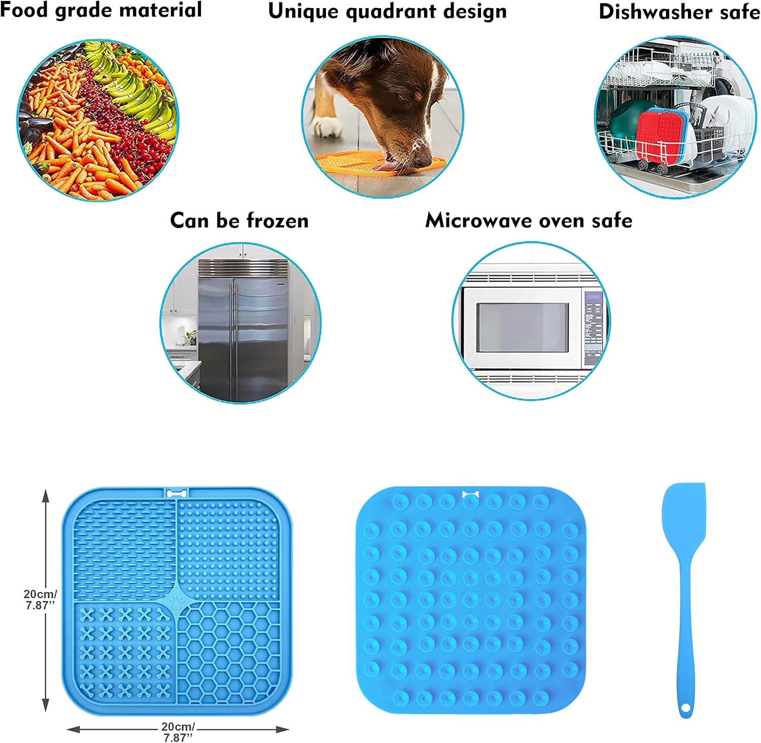 Tapete para lamer perros y gatos, paquete de 2, apto para lavavajillas, alimentador lento para cachorros, suministros para mascotas, juguetes para