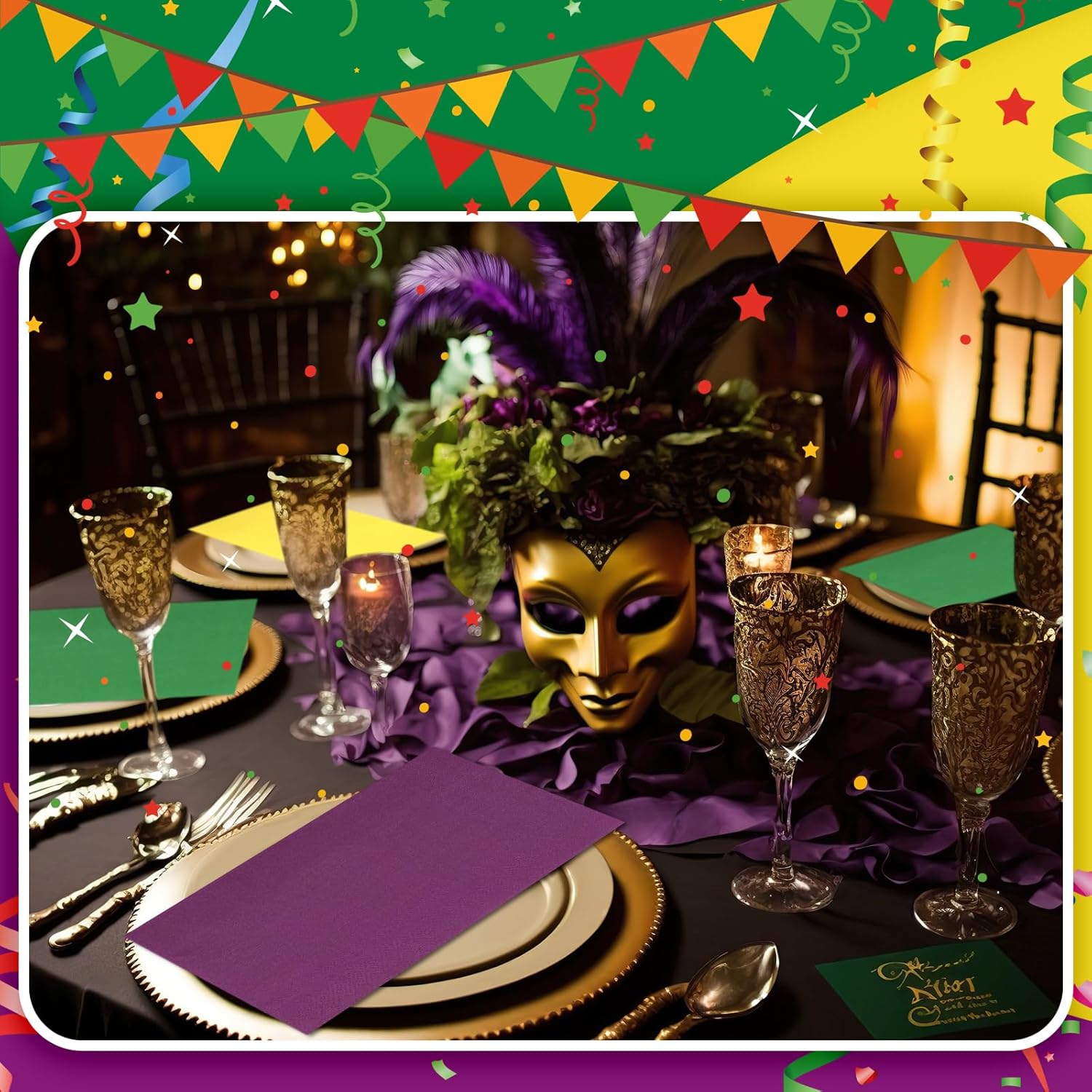 120 servilletas de papel desechables de Mardi Gras, servilletas de papel negras del mes de la historia, toalla de mano, decoración para baño, cena,