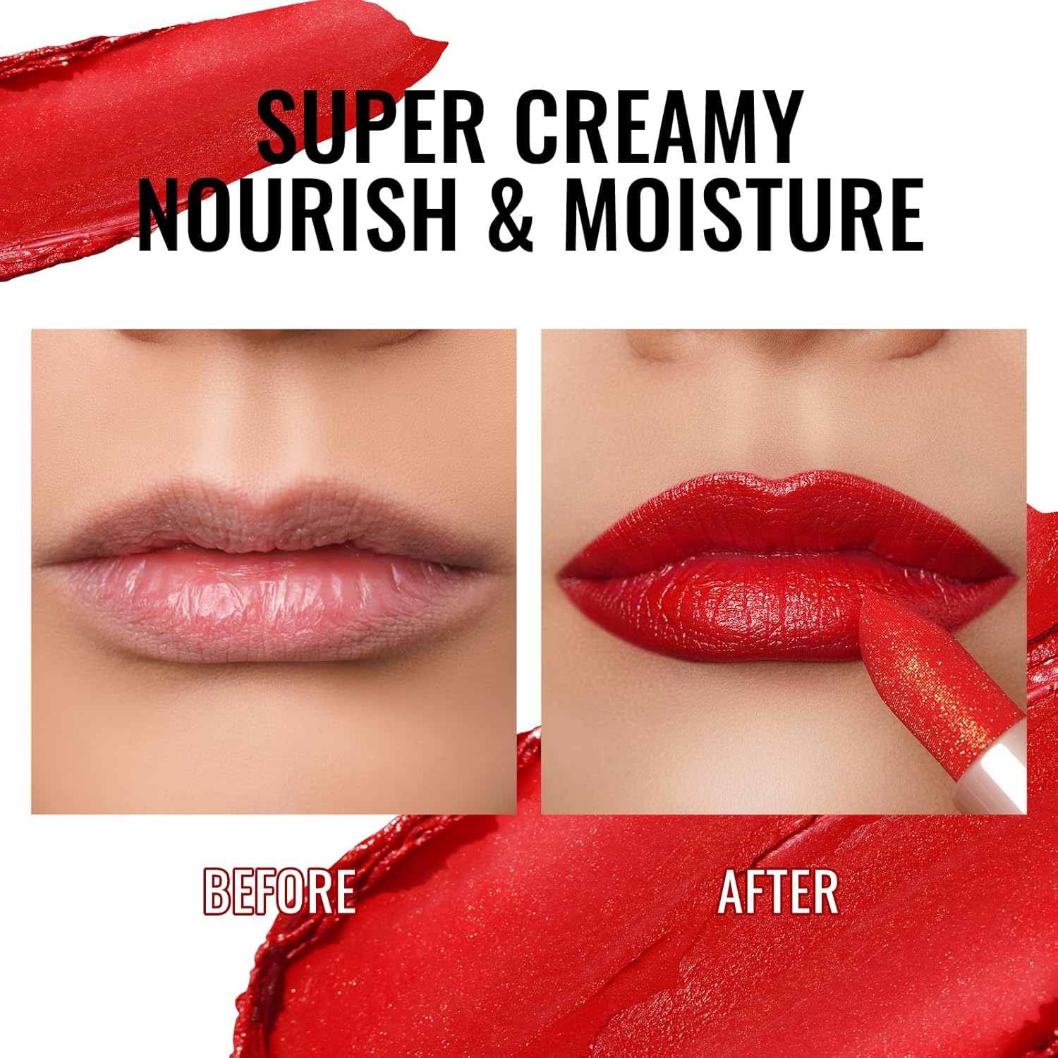 Oulac Lápiz labial hidratante rojo coral, bálsamo labial teñido con aceite de rosa de damasco alivia los labios, maquillaje de labios brillante y