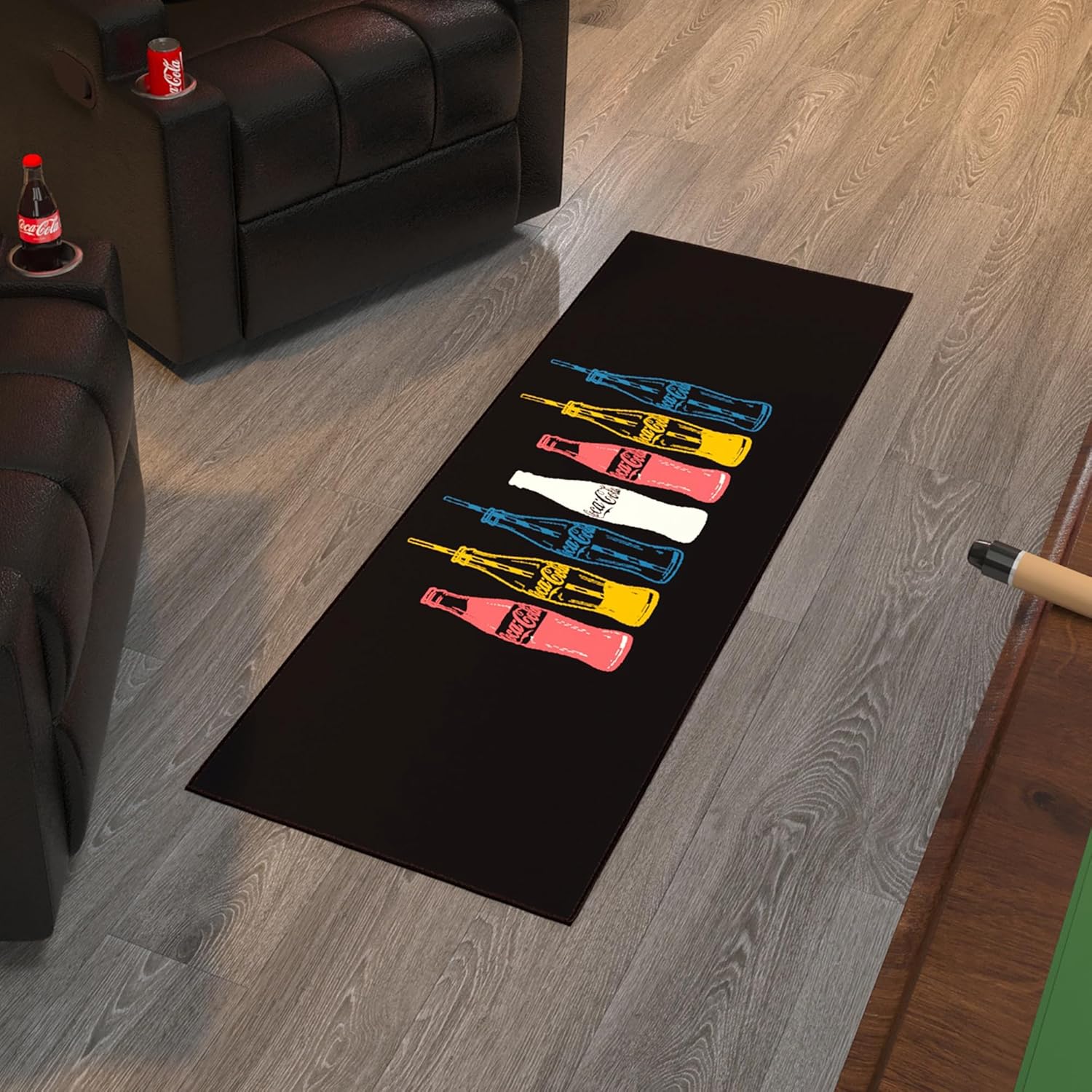 Coca-Cola – Alfombra antideslizante de goma con diseño de botellas coloridas, lavable a máquina, 2 x 5 pies, para sala de estar, decoración de