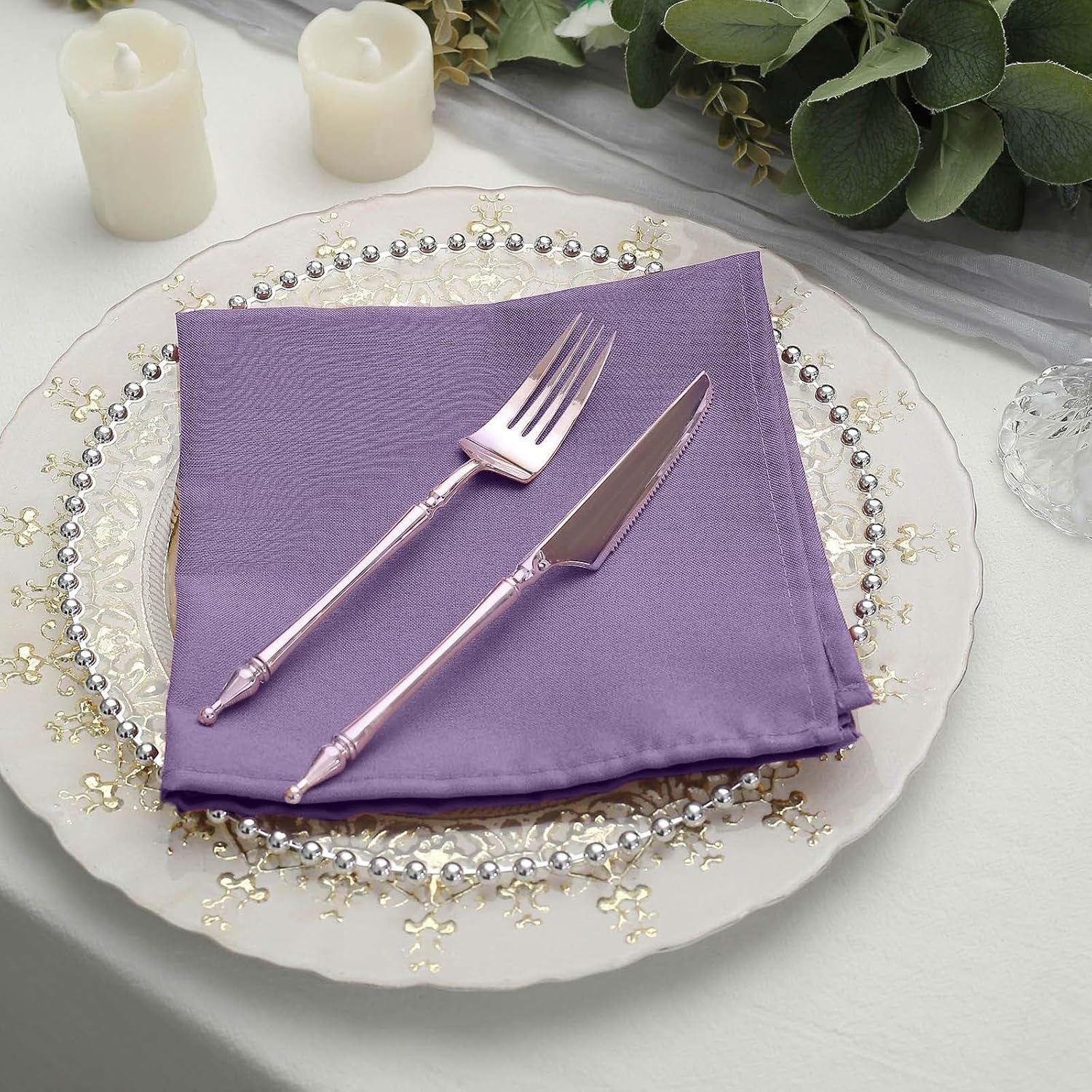 BalsaCircle – 60 servilletas de poliéster de amatista violeta de 17 pulgadas, para bodas, fiestas, recepciones, eventos, restaurantes