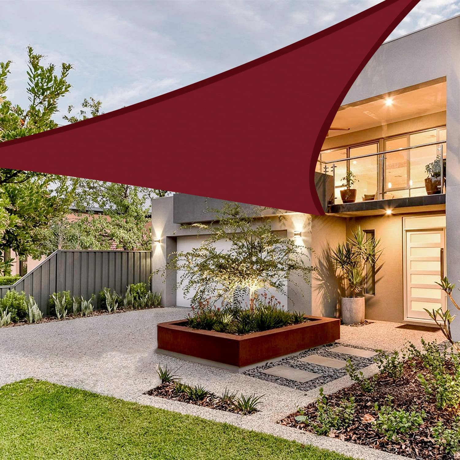 Toldo impermeable triangular derecho de 16 x 16 x 23 pies, toldo impermeable para patio al aire libre, jardín, terraza, pérgola (rojo)