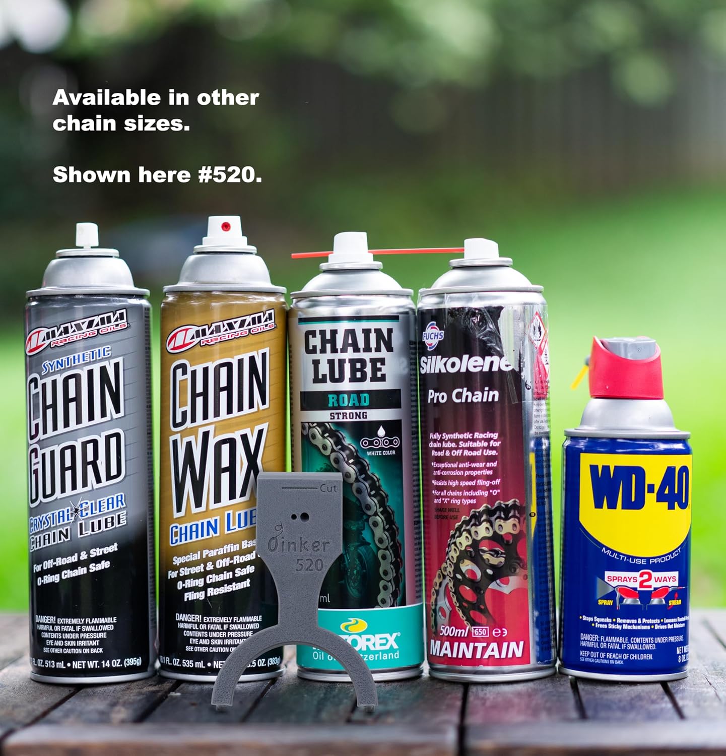 Engrasador de cadena de motocicleta tamaño de cadena #530 compatible con Maxima, Silkolene, Motorex, WD-40