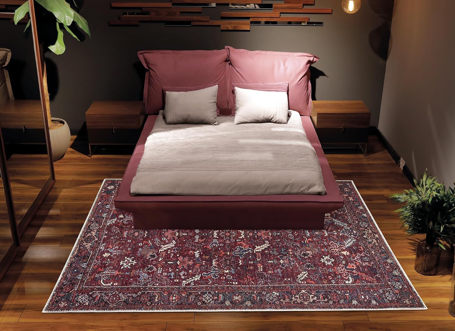 Bloom Rugs Alfombra lavable antideslizante de 3 x 5 pies  Alfombra tradicional con bordes para sala de estar, dormitorio, comedor y cocina, tamaño