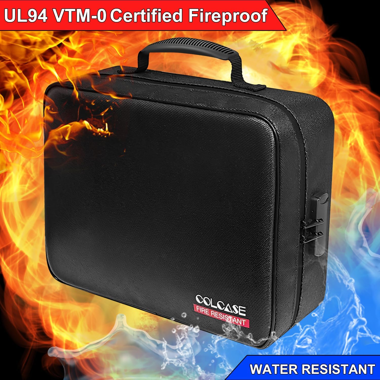 Bolsa de documentos ignífuga con cerradura, bolsa organizadora de archivos impermeable ignífuga con 5 capas de protección, bolsa ignífuga para