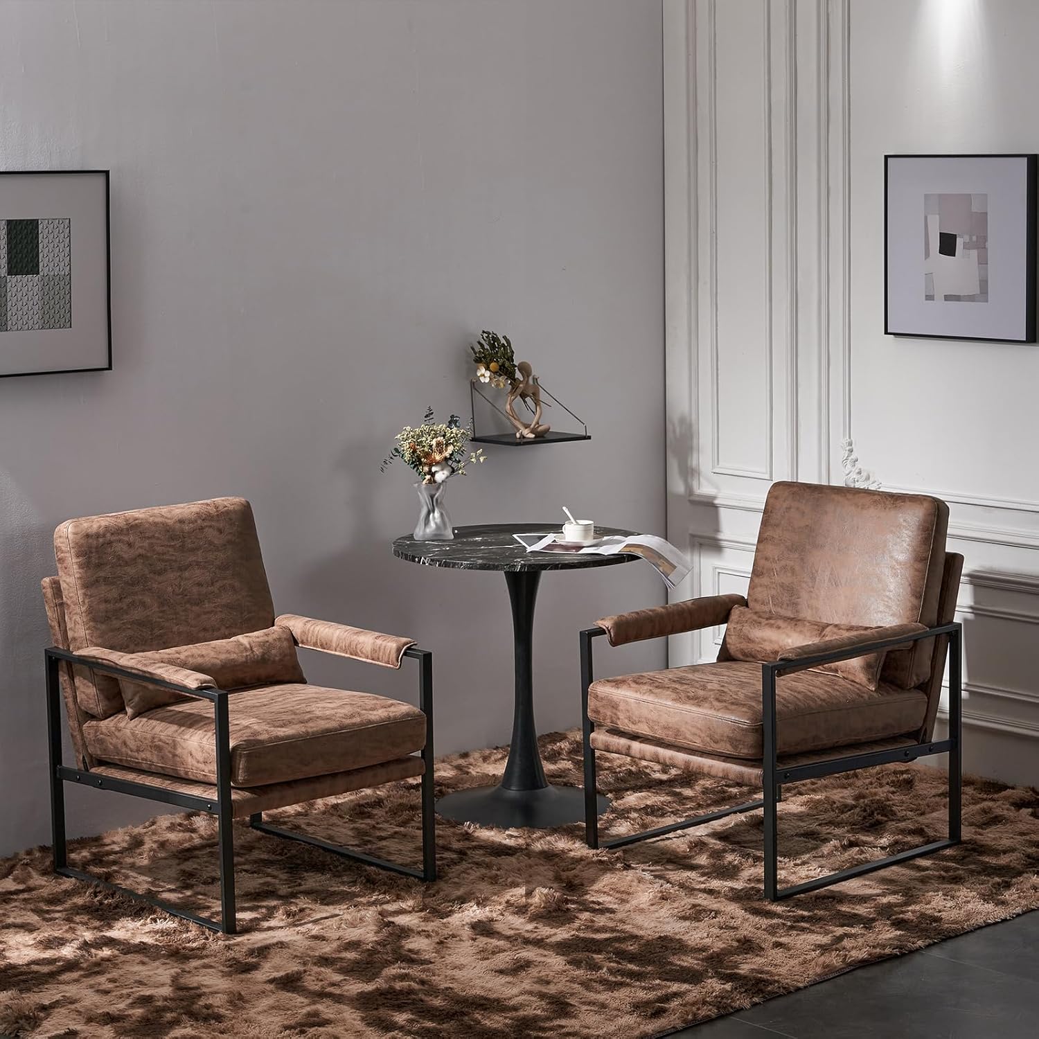Accent Chairs for Living Room Modern Lounge Chair Single Iron Frame Chair Technology Fabric Indoor Leisure Chair Arm Chair Reading Chair for Bedroom