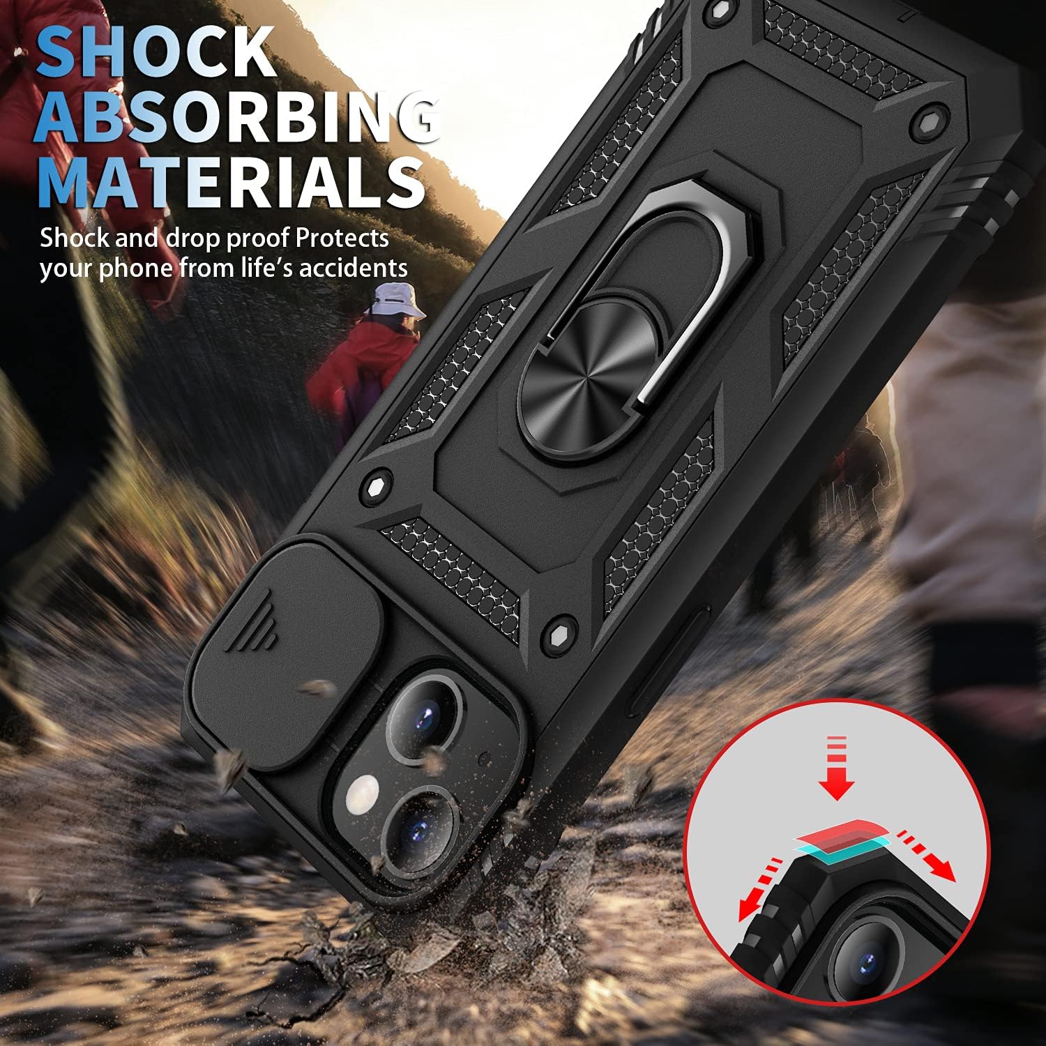 DAWEIXEAU Funda para iPhone 13 Mini, a prueba de golpes, resistente a los impactos con lente deslizante Funda protectora para iPhone 13 Mini (5.4