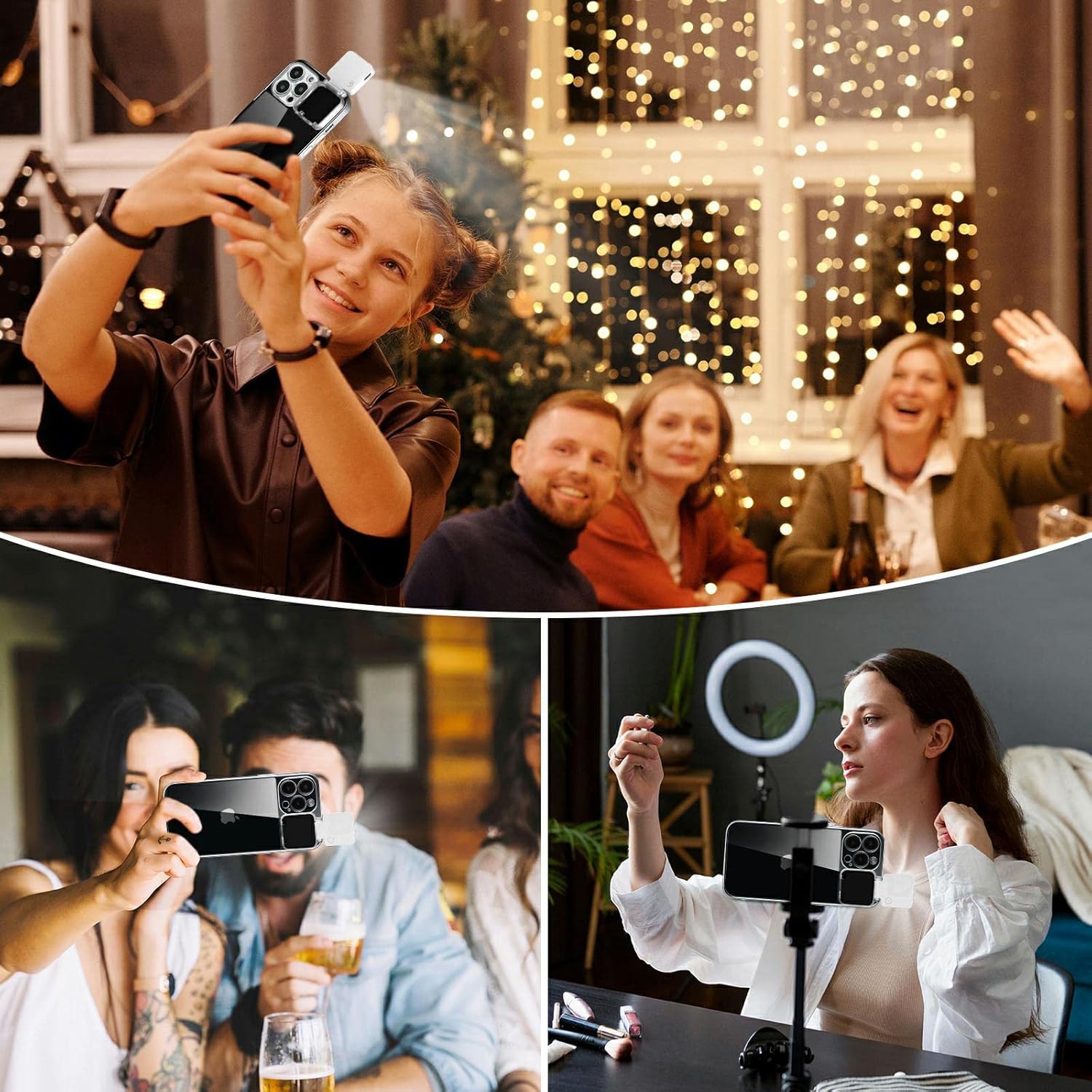 Funda con luz LED para selfie para iPhone 14 Pro Max, funda iluminada, recargable, compatible con maquillaje en vivo, TikTok, video, selfie