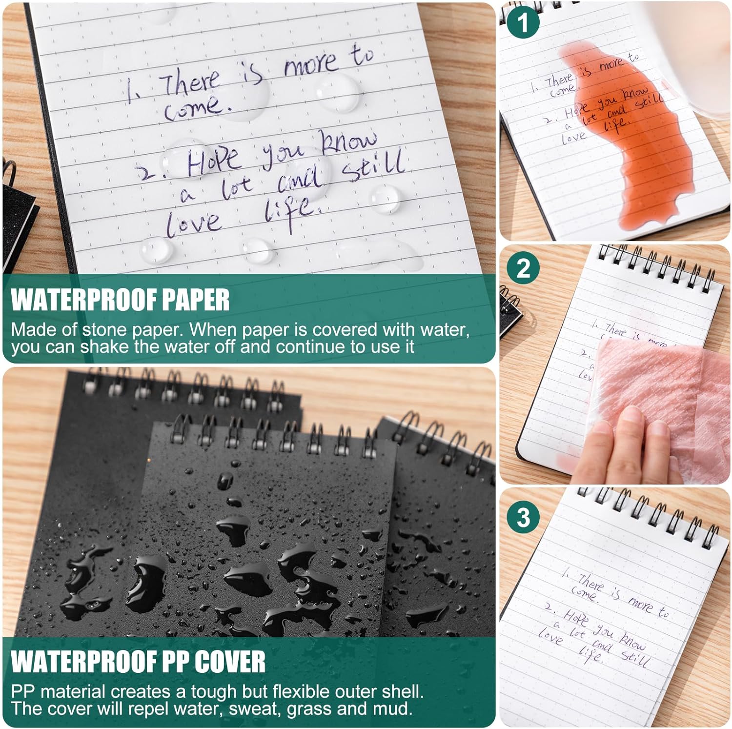 12 cuadernos impermeables de 3 x 5 pulgadas, bloc de notas de bolsillo para todo tipo de clima, bloc de notas de policía, resistente a la
