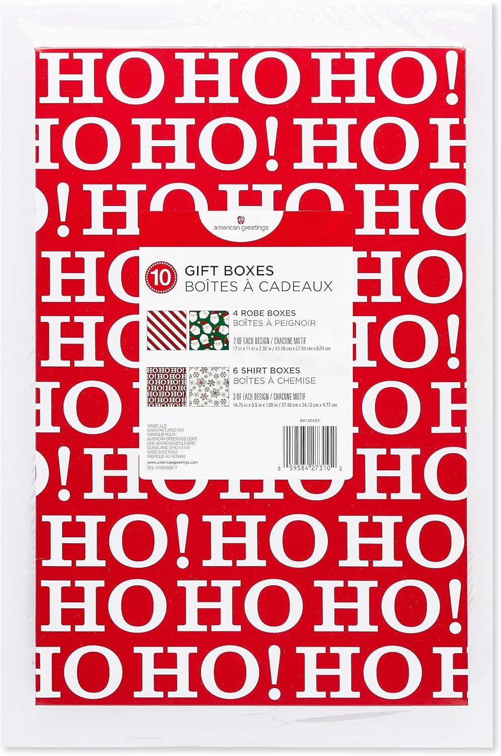 American Greetings Cajas de regalo a rayas rojas y blancas para Navidad y todos los días festivos (10 cajas, 6 cajas de camisa, 4 cajas de bata)