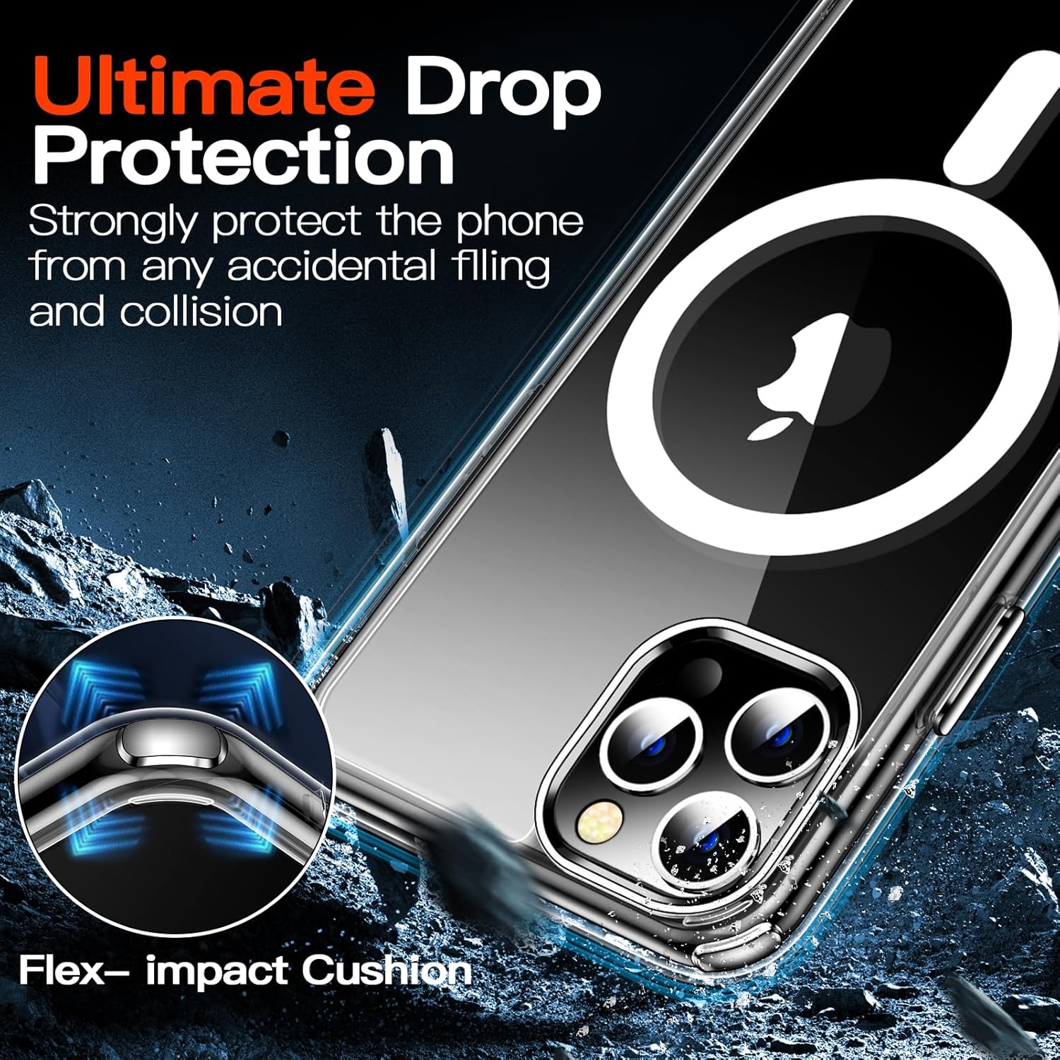 Funda para iPhone 11 Pro Max, compatible con Magsafe antiamarilleo con protector de pantalla, delgada funda delgada de 10 pies a prueba de golpes de