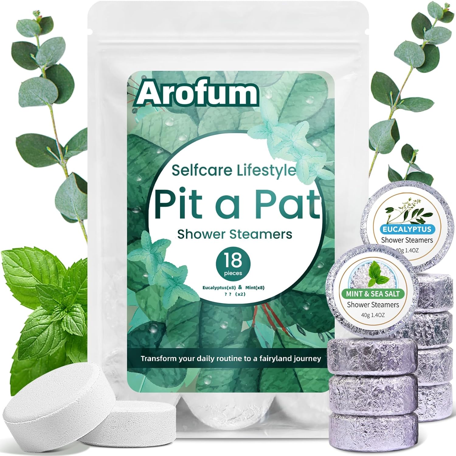 Vaporizadores de ducha, aromaterapia, paquete de 18 bombas de baño de eucalipto y menta, regalos de spa, bombas de ducha Pit a Pat, ideas de regalo