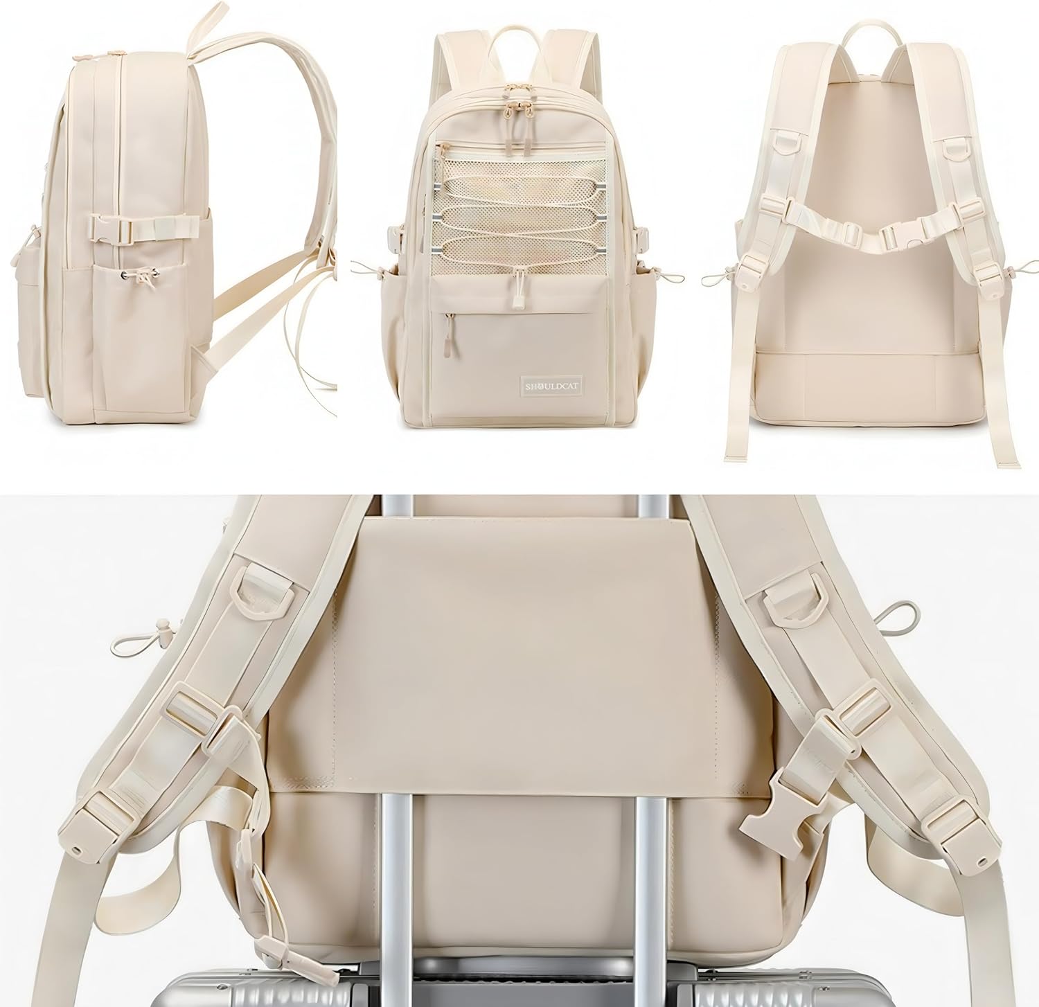 Mochila para escuela, universidad, adolescentes, estudiantes, bolsa de viaje estética con compartimento para laptop, mochila escolar casual, Blanco,