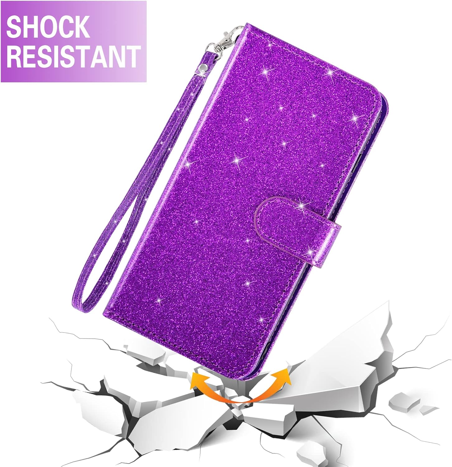 Asuwish Funda de teléfono para Motorola Moto G 5G 2022 con protector de pantalla de vidrio templado y cartera con purpurina, soporte para tarjetas,