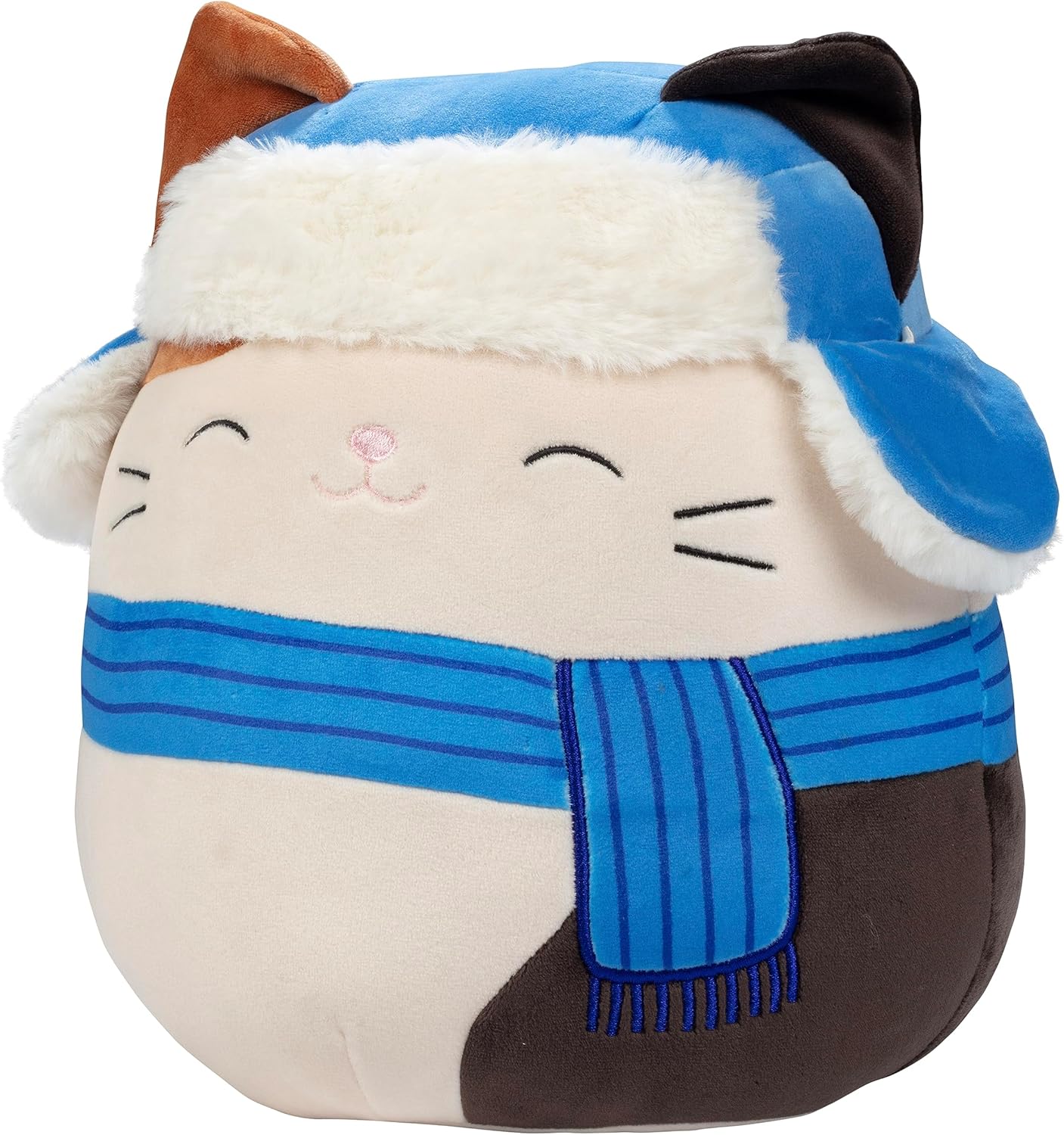 Squishmallows Peluche de Cam The Cat de 10 pulgadas con sombrero y bufanda de invierno, Kellytoy oficial, juguete de peluche coleccionable suave y