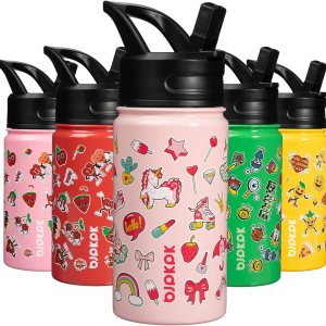 BJPKPK Botella de agua aislada con tapa con pajilla, botellas de agua de metal de acero inoxidable de 15 onzas, botellas de agua reutilizables a BJPKPK Botella de agua aislada con tapa con pajilla, botellas de agua de metal de acero inoxidable de 15 onzas, botellas de agua reutilizables a