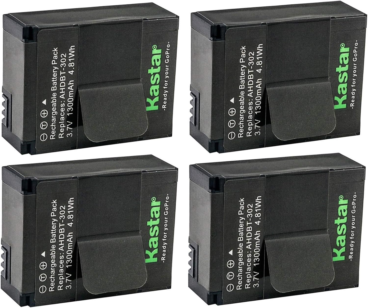 Kastar Batería GOPRO3 (paquete de 4) para GoPro HD HERO3, HERO3+, AHDBT-302 funciona con GoPro AHDBT-201, AHDBT-301, AHDBT-302