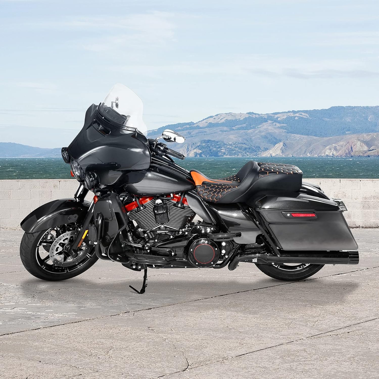 SLMOTO Asiento de pasajero tipo hamaca para motocicleta, Bagger Comb, para Harley Touring Road Glide FLTRX 2009 y posteriores, para Road Glide
