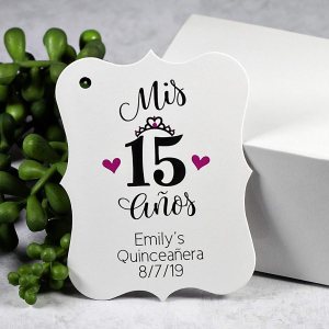 Mis Quince Favor Tags, Custom Birthday Favor Tags, Quinceanera Hang Tags (EC-264) Mis Quince Favor Tags, Custom Birthday Favor Tags, Quinceanera Hang Tags (EC-264)