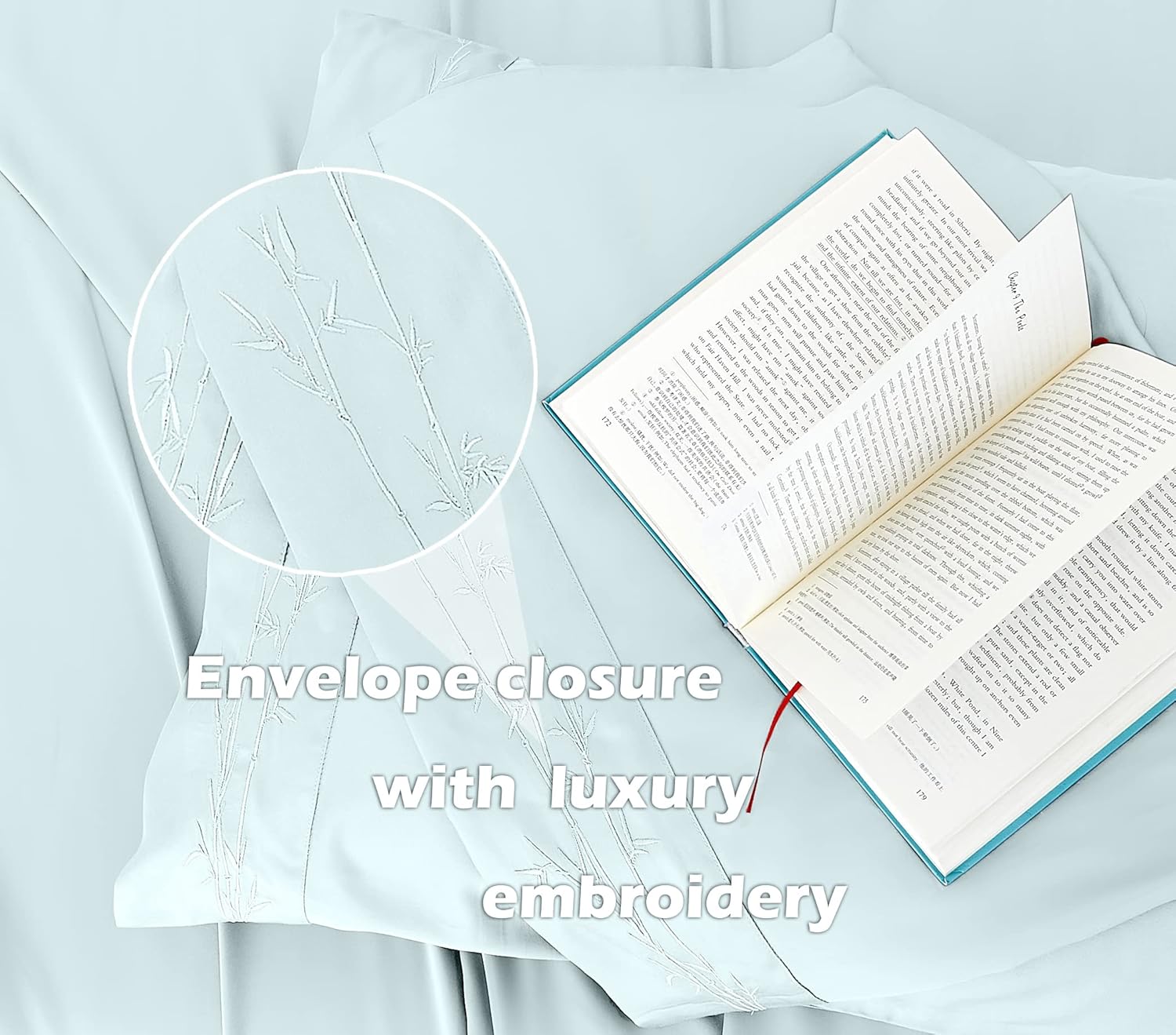 MCO Bedding Queen Bed Sheets Set – Rayon Derived from Bamboo Sheets – Cooling Breathable Bedding Set with 16″ Deep Pocket (4 Pieces, Queen, Sky Blue)
