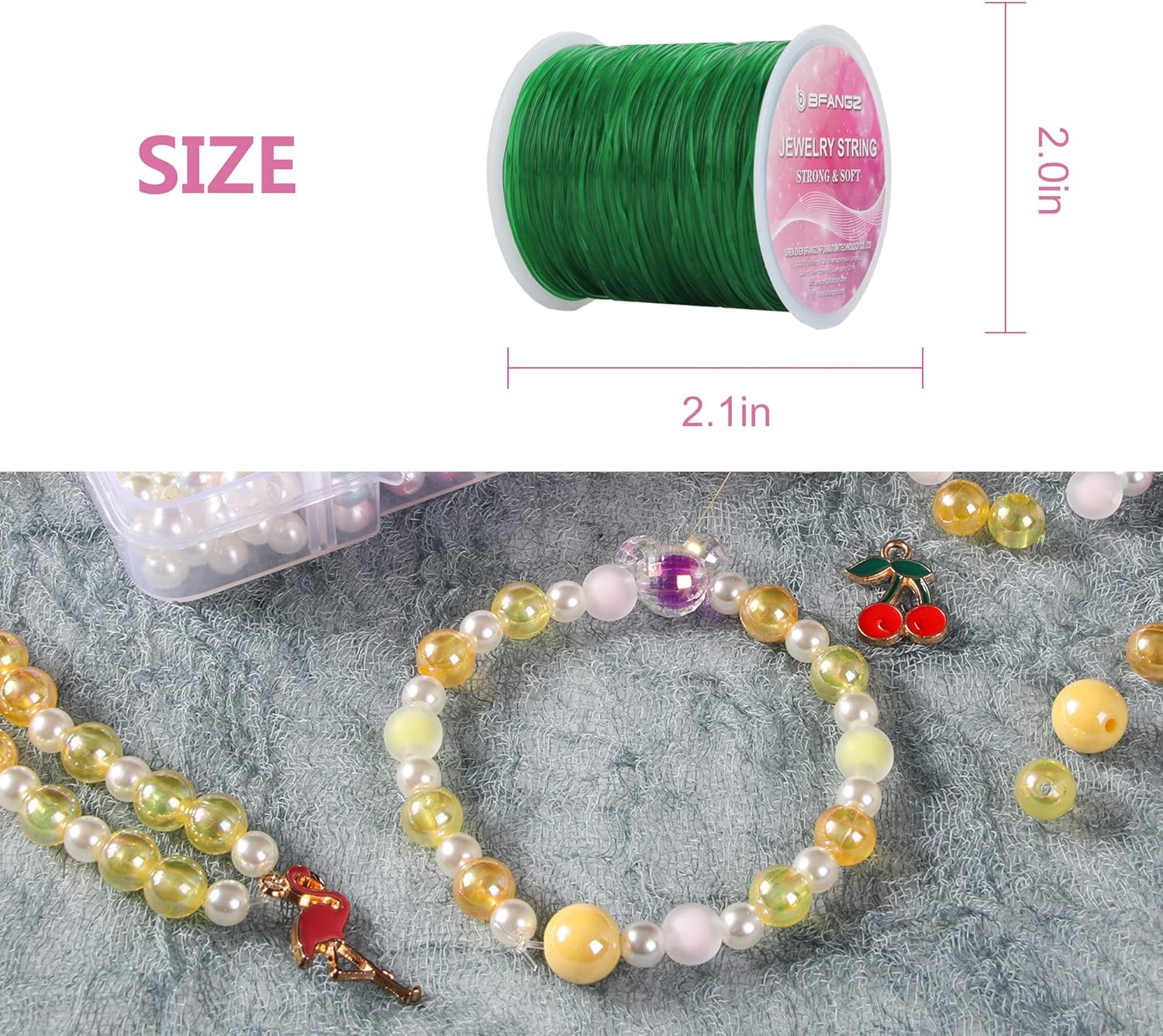 BFANGZ Cuerda elástica de 0.031 in para hacer joyas, cuerda elástica de cristal elástica, cuerda elástica de cuentas para pulseras, collares, joyas