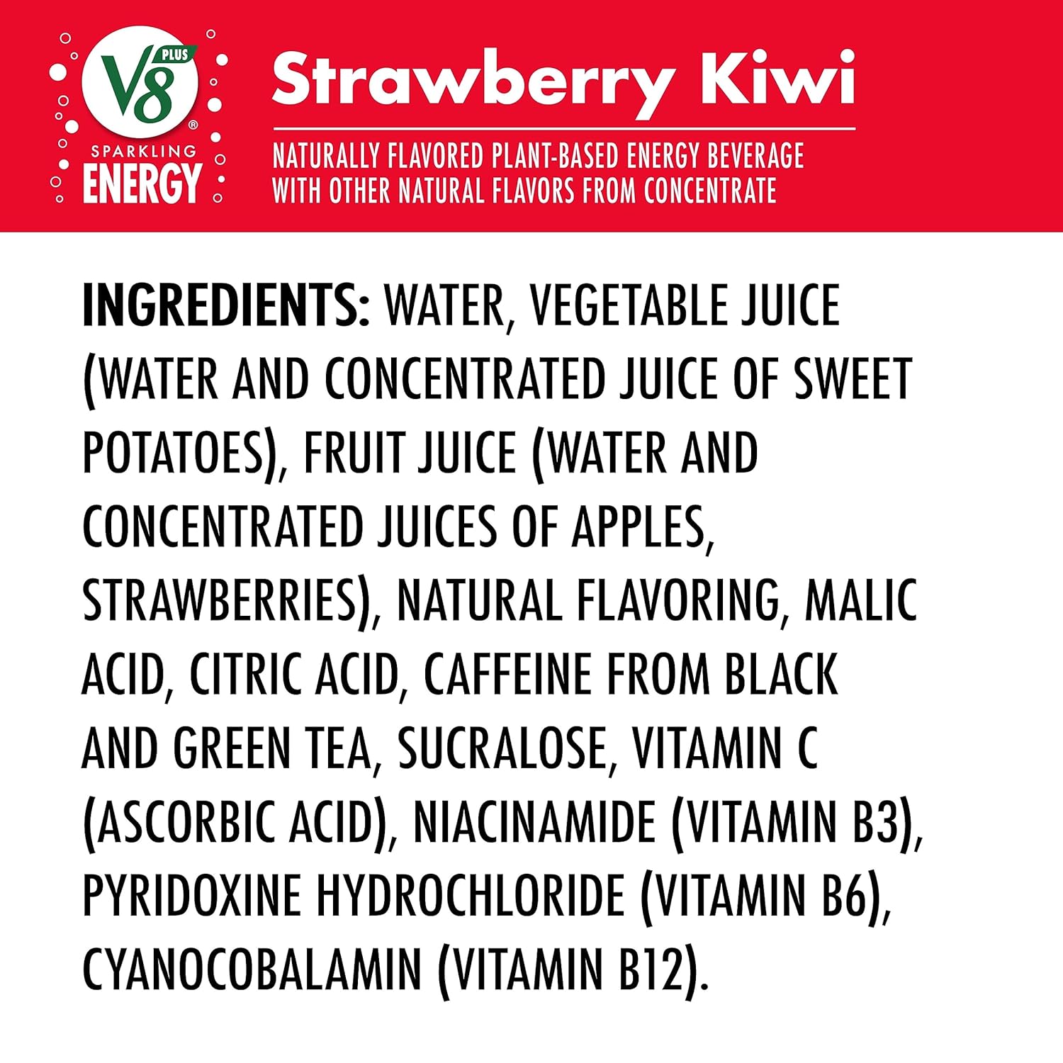 V8 SPARKLING +ENERGY – Bebida energética de fresa y kiwi, lata de 11.5 onzas líquidas (paquete de 4)