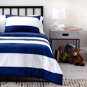 LINENSPA – Edredón de microfibra hipoalergénico, con relleno sintético, para usar todo el año, tamaño individual, azul marinoblanco LINENSPA – Edredón de microfibra hipoalergénico, con relleno sintético, para usar todo el año, tamaño individual, azul marinoblanco