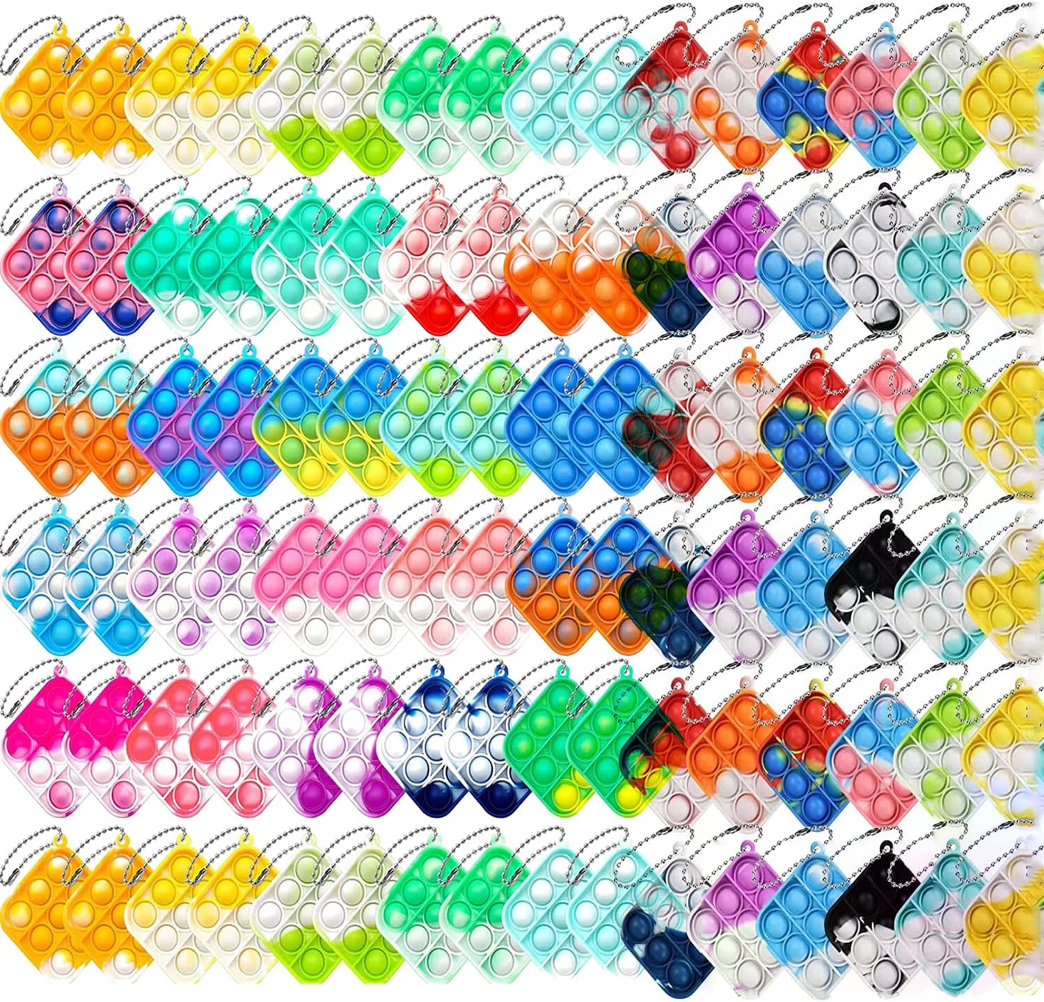 120 piezas de juguetes sensoriales de burbujas para apretar, mini llavero para aliviar la ansiedad y el estrés, premio de silicona a granel para