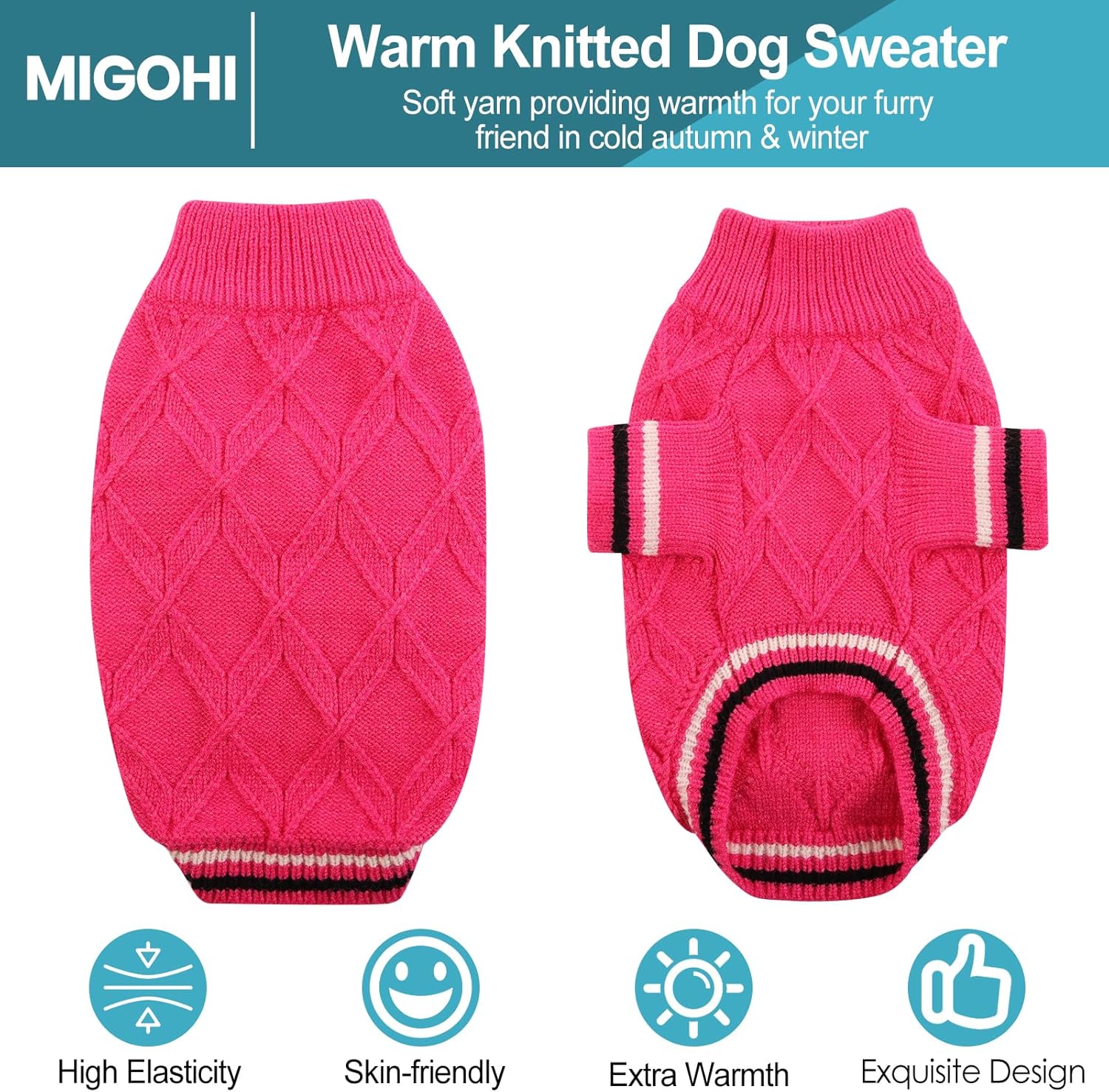 MIGOHI Suéter para perros pequeños, suéter de punto cálido para perro, suéter suave de Navidad para cachorros, gatos, suéter para niñas y niños,