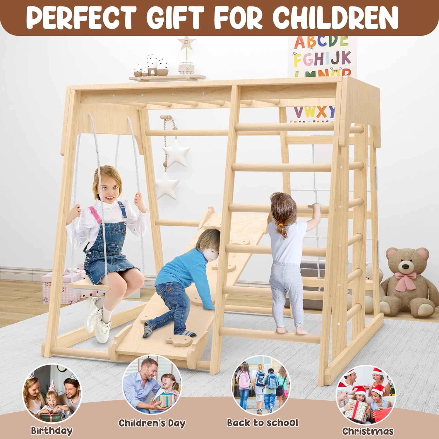 Zupemo Zona de juegos interior, gimnasio de la jungla interior para niños pequeños, juegos de escalada para niños pequeños, juegos multifunción
