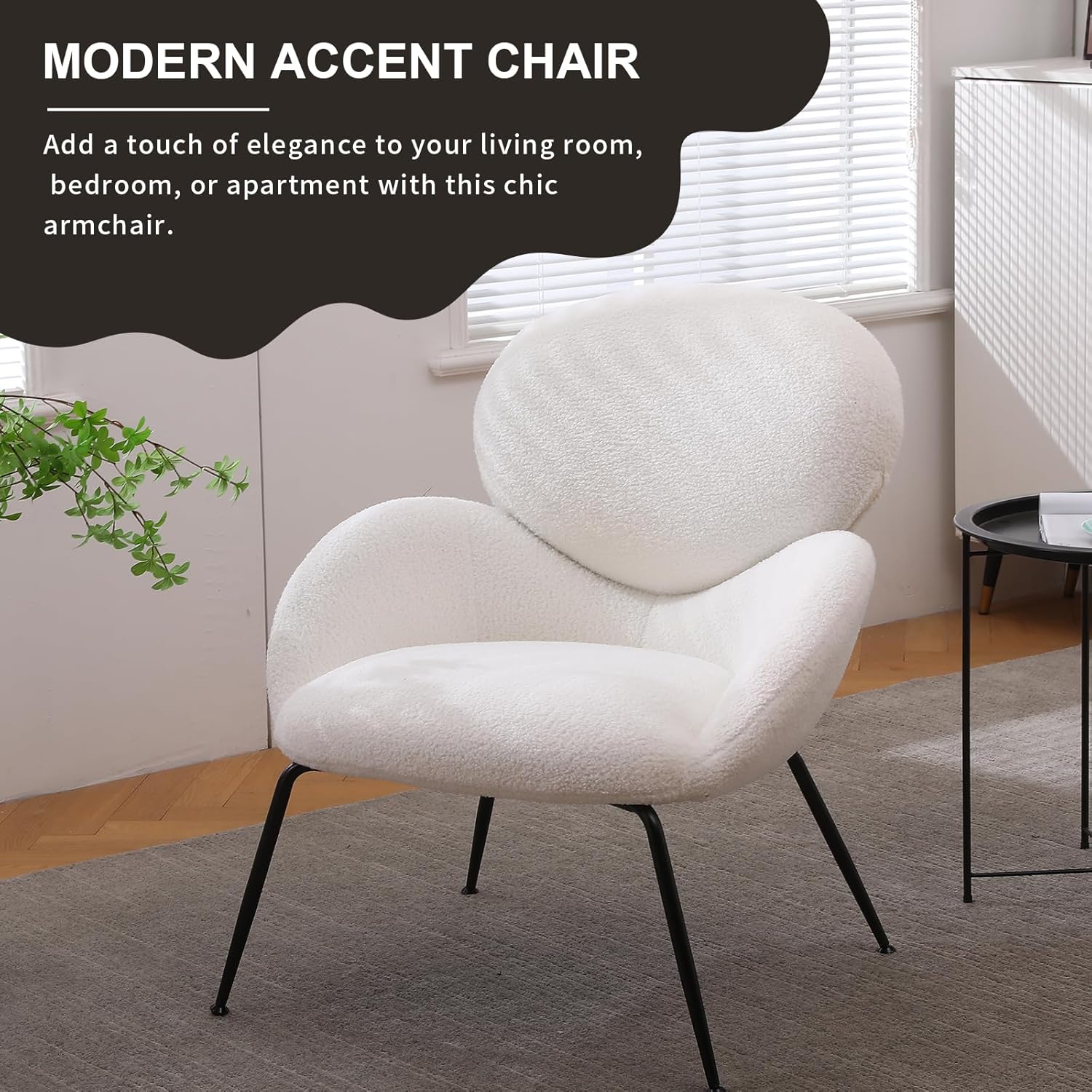 NIOIIKIT Silla decorativa moderna, silla de comedor tapizada con patas de metal negro, cómoda y bonita silla de tocador, sillón individual de ocio