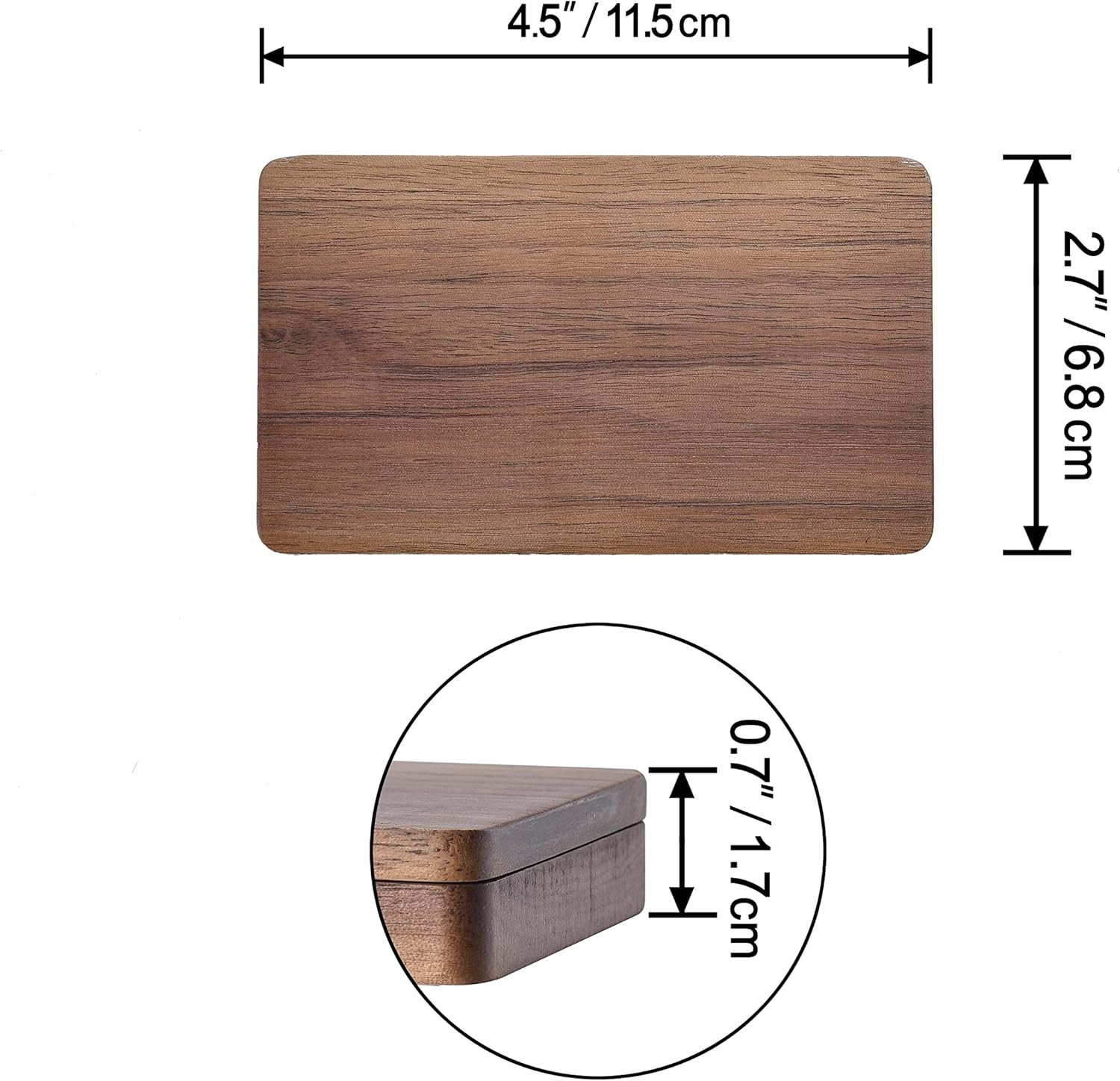 Tarjetero de madera para tarjetas de visita  Tarjetero de bolsillo con cierre magnético, estuche cuadrado de madera de nogal negro para tarjetas de