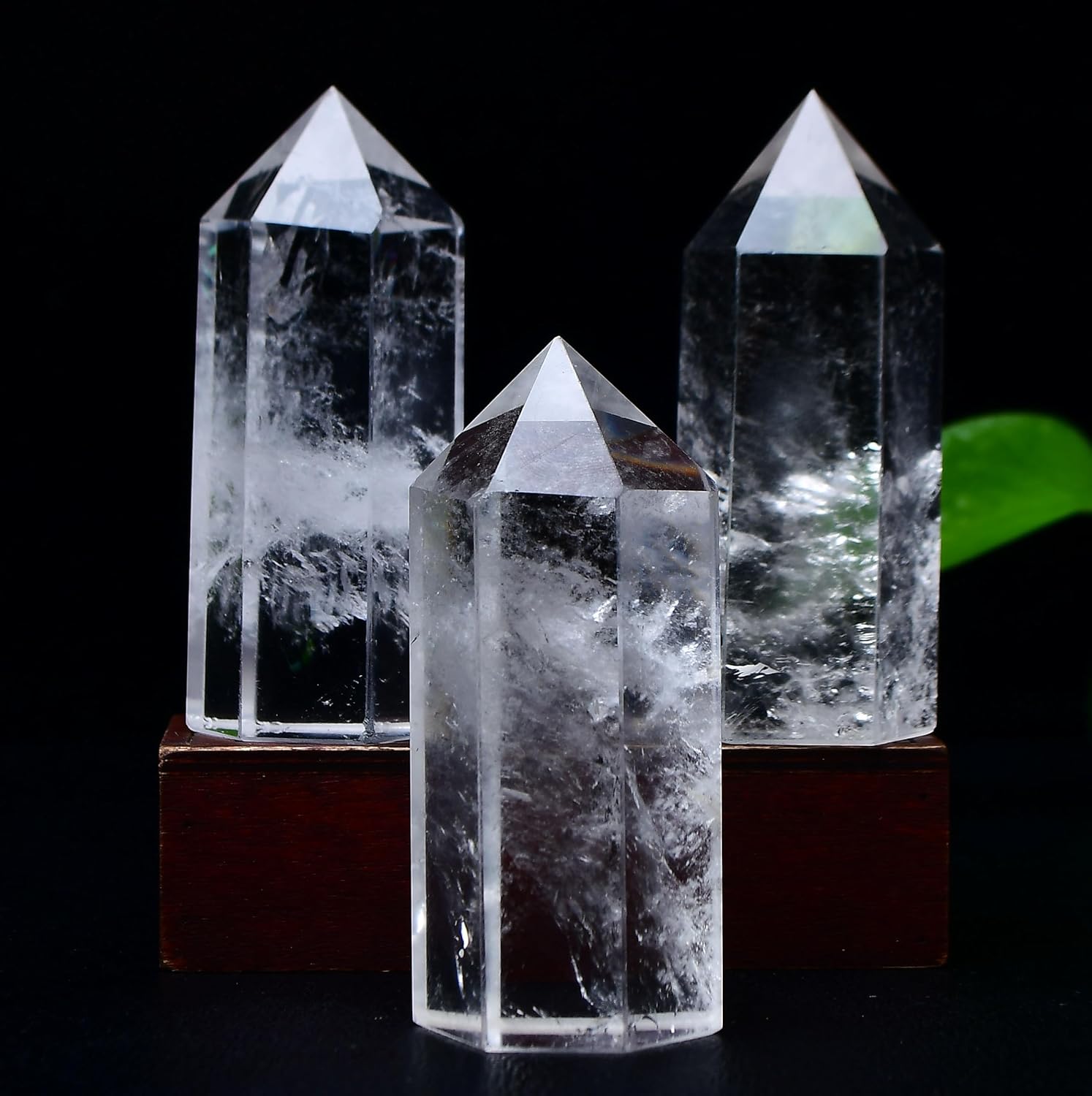 WUYOUSHI Varita de cristal curativo grande de 3.14 x 1.18 pulgadas (3.1 x 1.2 in), piedra de torre de cristal de cuarzo transparente natural, 6