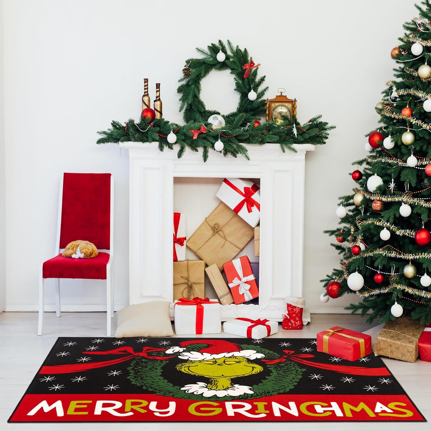 Gertmenian Alfombra infantil para sala de juegos y sala de juegos, alfombra infantil The Grinch, decoración del hogar para niños, alfombra ideal