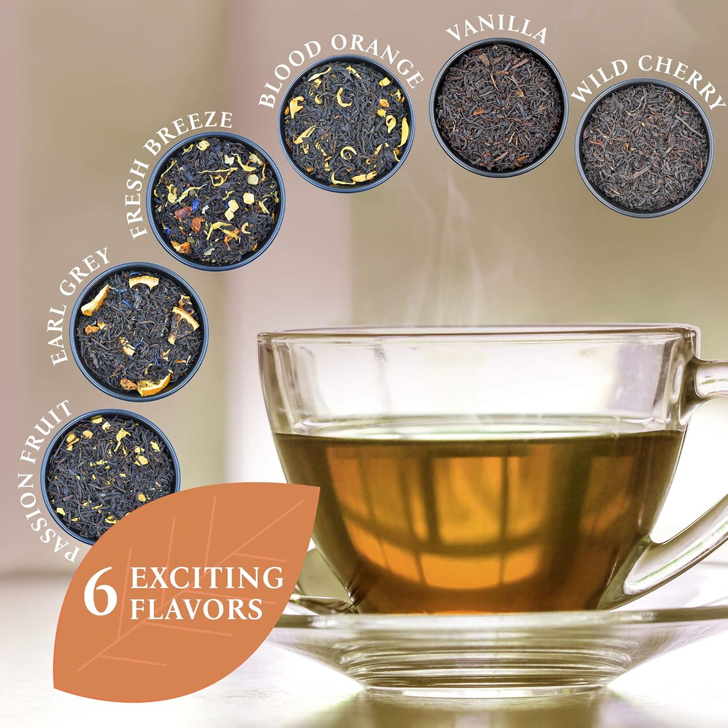 Prime Tea – Juego de muestras de té negro – Caja de té de frutas variada con hierbas, frutas y especias mezclas de té de hojas sueltas, surtido