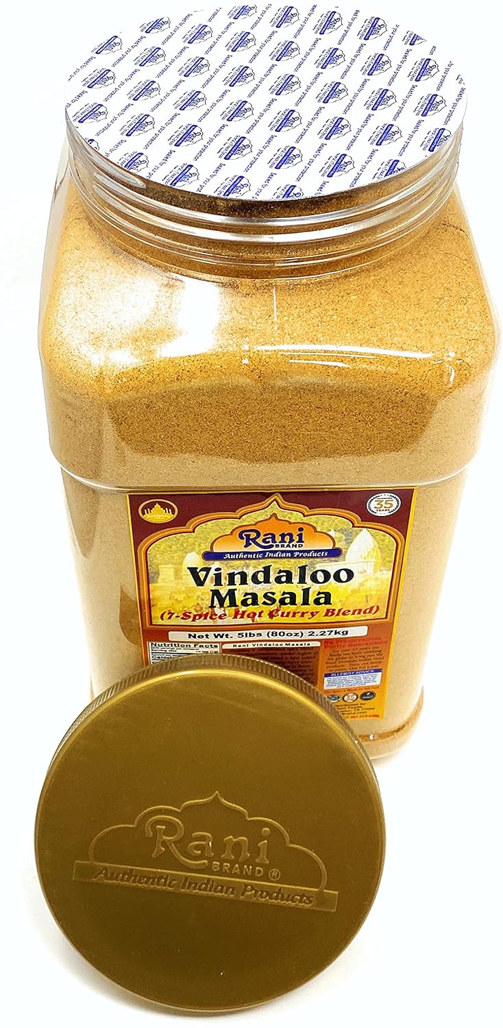 Rani Vindaloo Curry Masala Mezcla de especias indias 80 onzas (5 libras) 5.0 lbs tarro de PET a granel  Todo natural  Sin sal  Vegano  Apto para