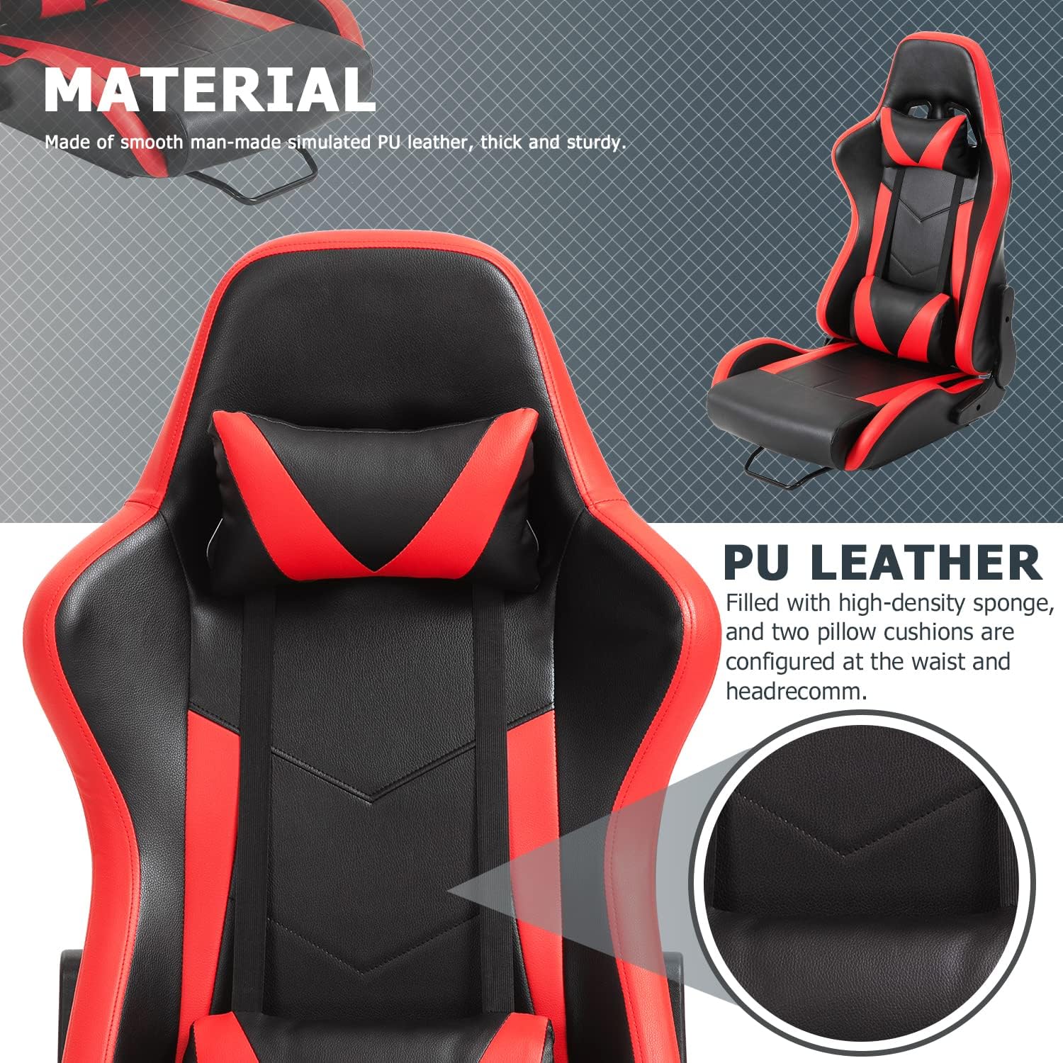 Minneer Carga de asiento de carreras de doble bloqueo, 400 libras, ángulo ajustable, cómoda, transpirable, ergonómica, silla de juegos de vuelo,