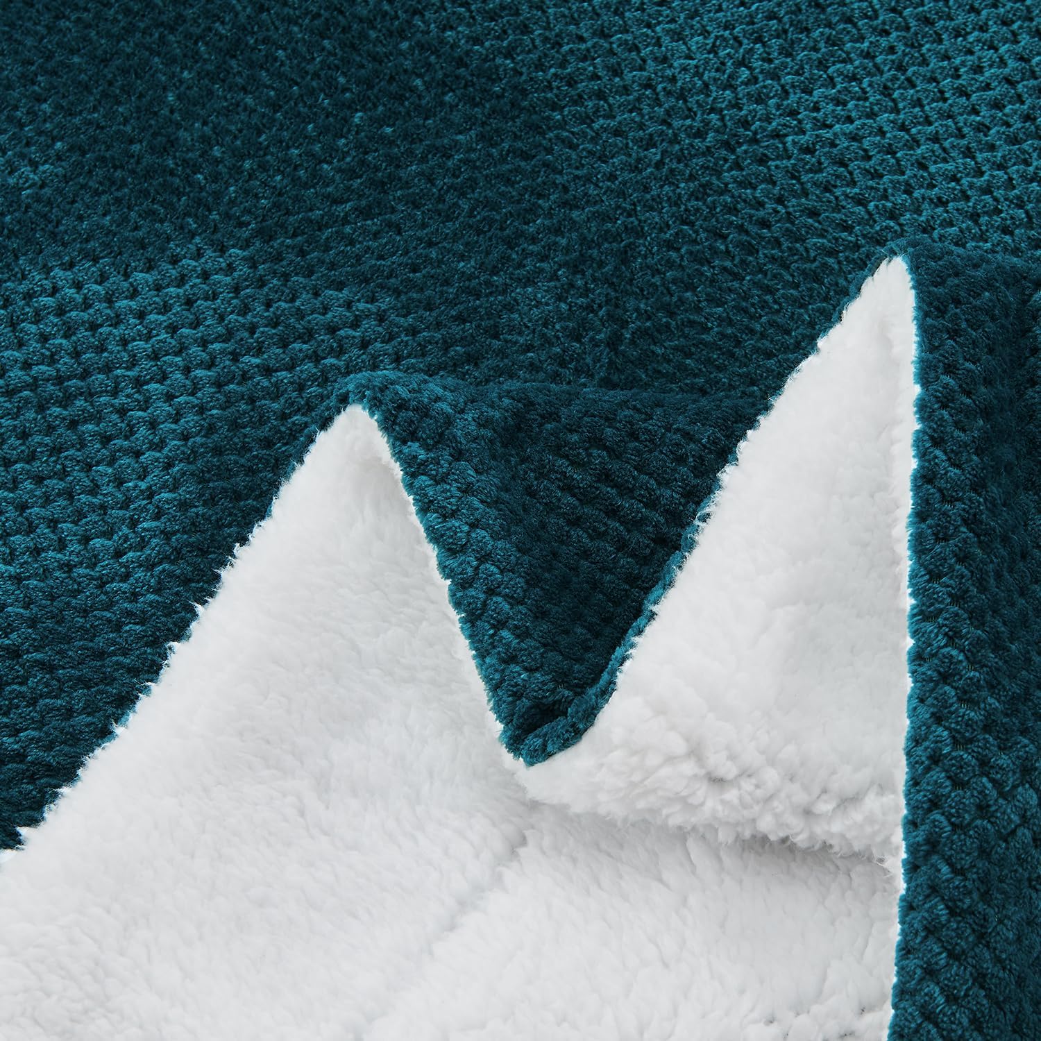 SOCHOW – Manta de lana punto gofre Sherpa, super suave mullida y cálida, manta de lana ligera y reversible para la cama, y el sofacama, 60 x 80