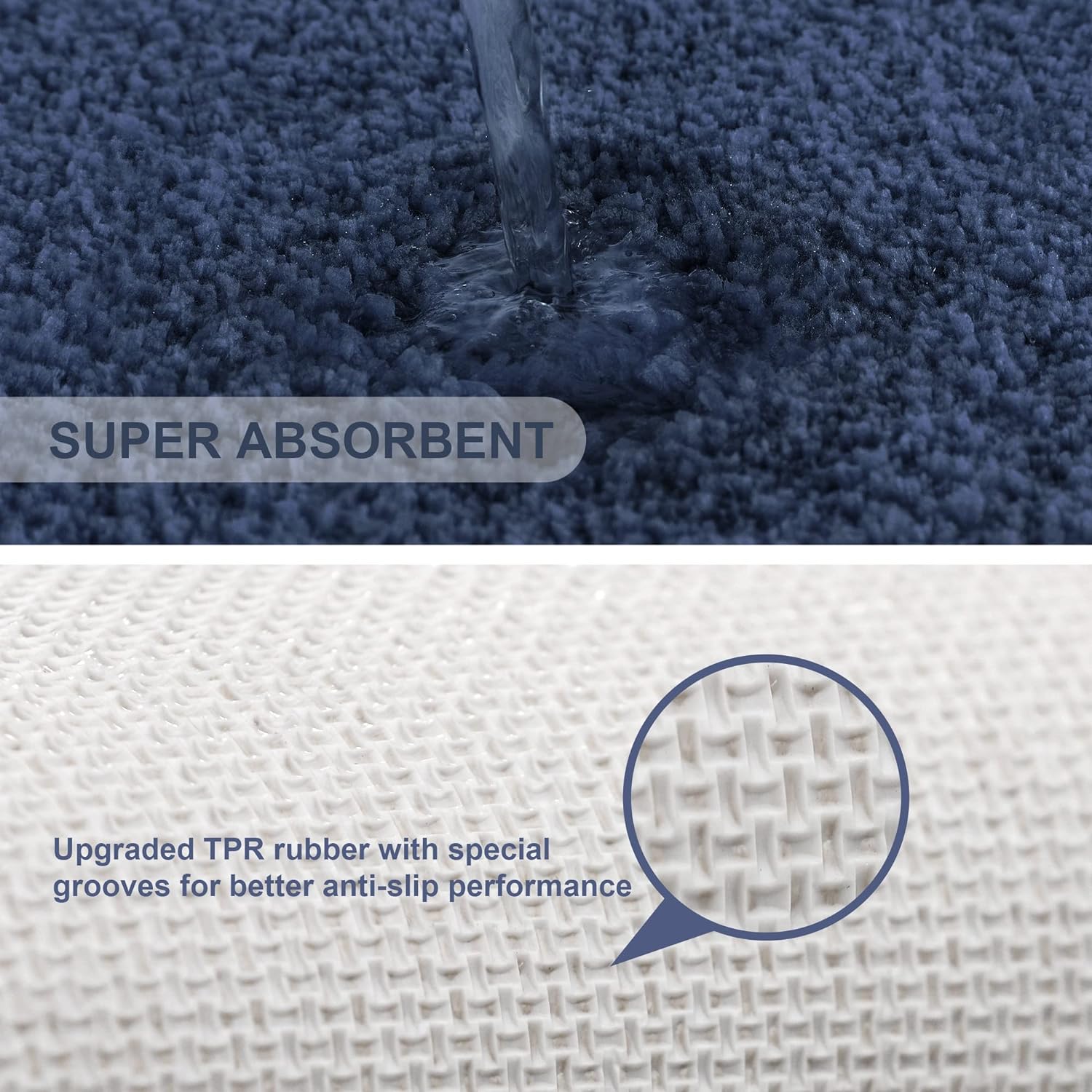 VANZAVANZU – Tapete de baño suave, absorbente, antideslizante, microfibra gruesa y acogedor