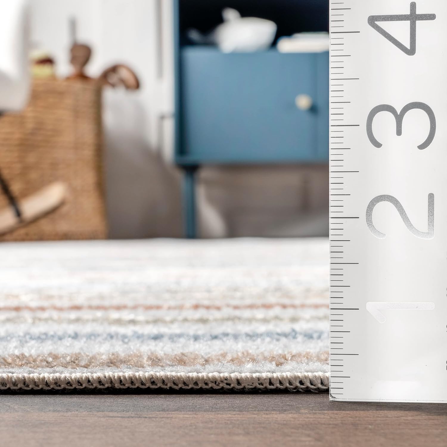 nuLOOM ROS Striped Columns Alfombra lavable a máquina, 8×10, beige