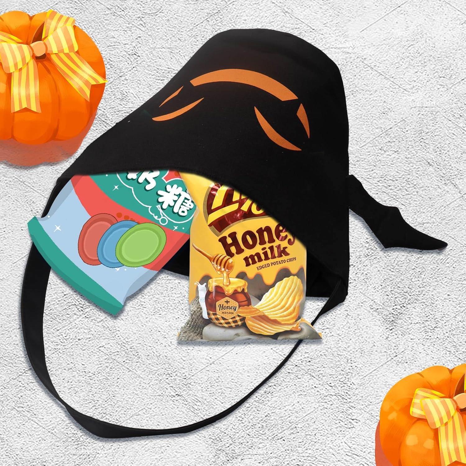 Cubo de Halloween para truco o trato para niños, cesta espeluznante de murciélagos y caramelos, multiusos, portátil, reutilizable, cubo de golosinas