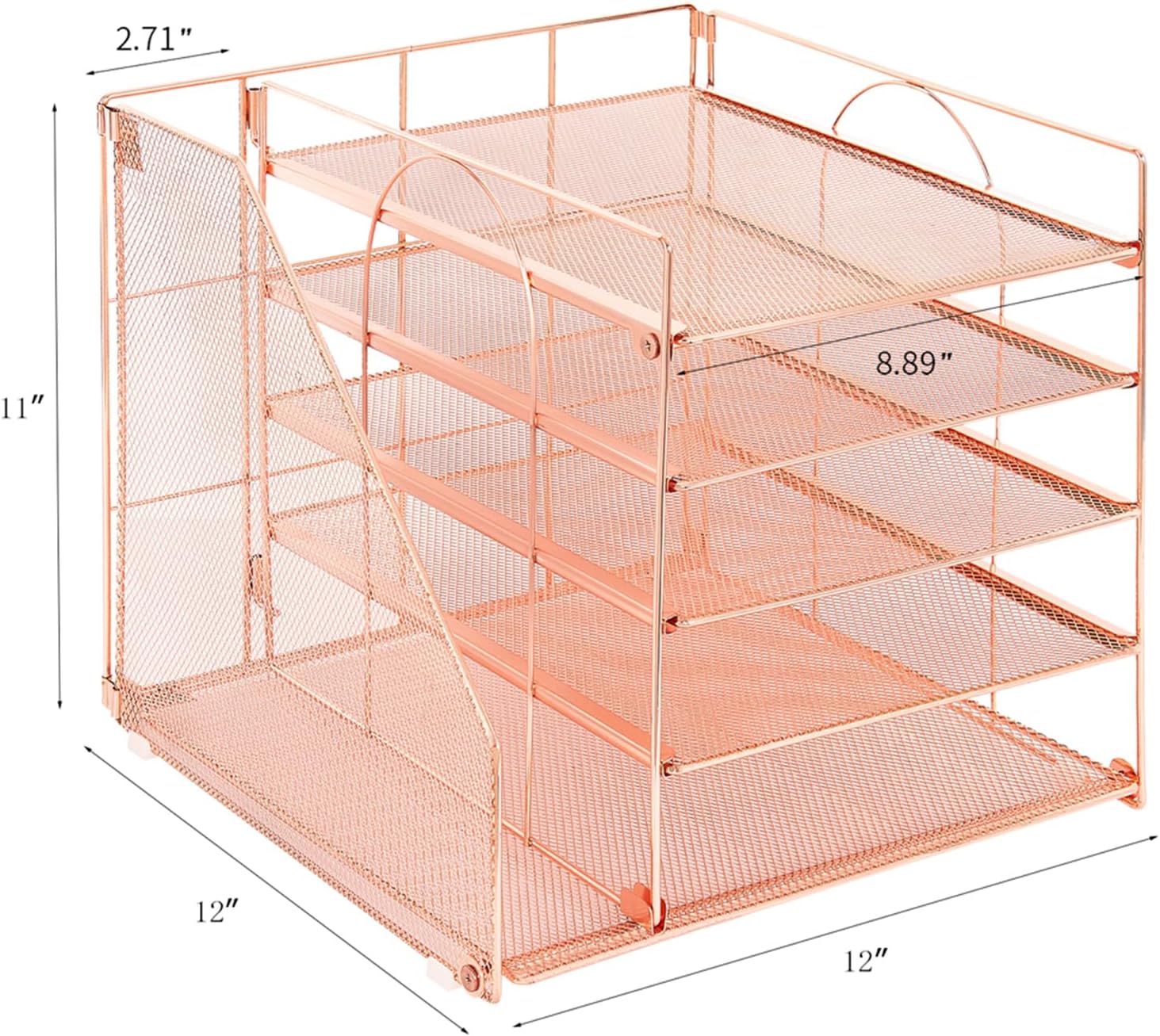 LEKETREE Organizadores de escritorio y accesorios, organizador de bandeja de papel de 5 niveles con soporte para archivos, suministros de oficina