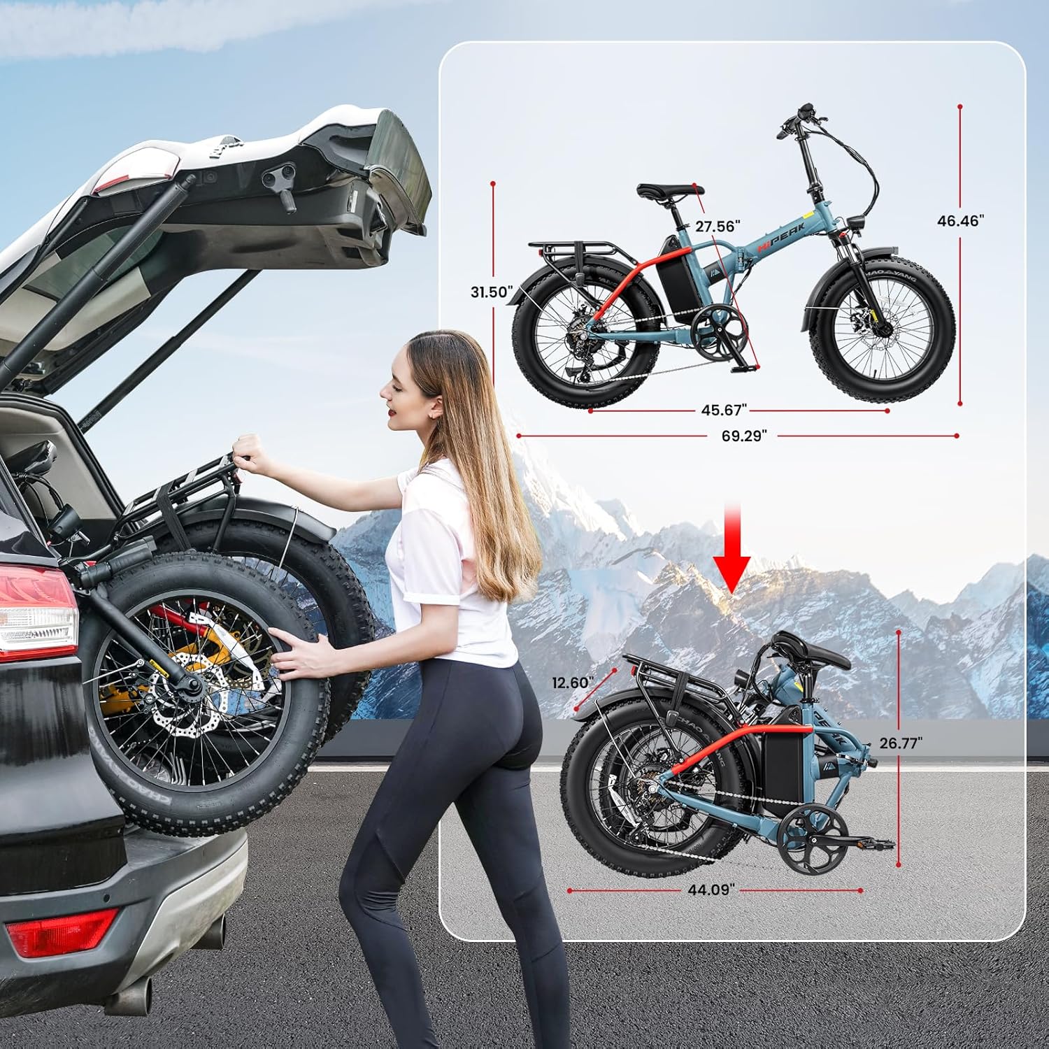 Bona Ebike Bicicleta eléctrica plegable para adultos, 750 W, velocidades de hasta 25 MPH, batería extraíble grande de 48 V 15 Ah, batería extraíble