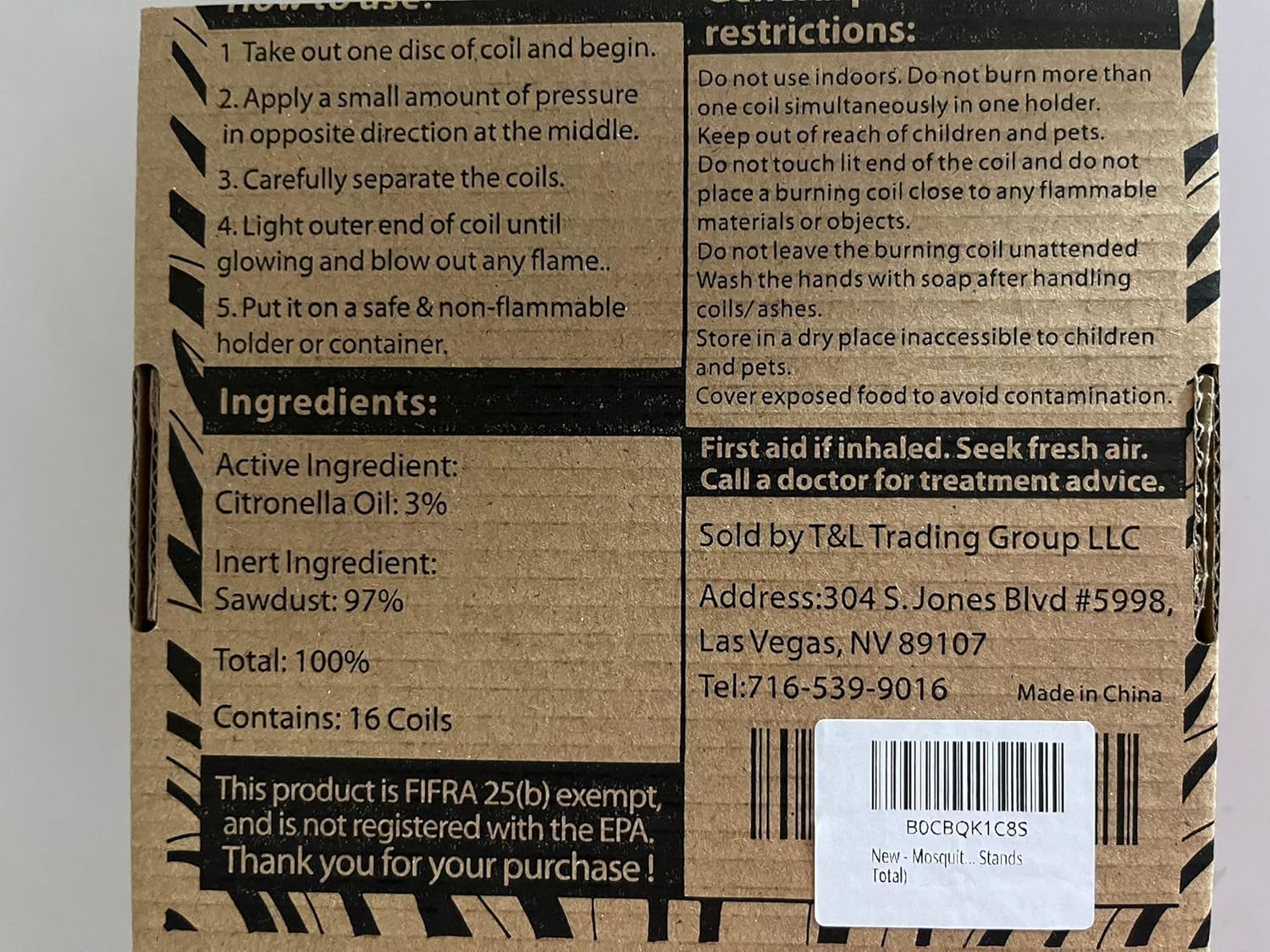Bobinas repelentes de mosquitos, aroma a citronela a base de plantas, perfecto para patios al aire libre, cada quema durante 5-7 horas (16 bobinas y