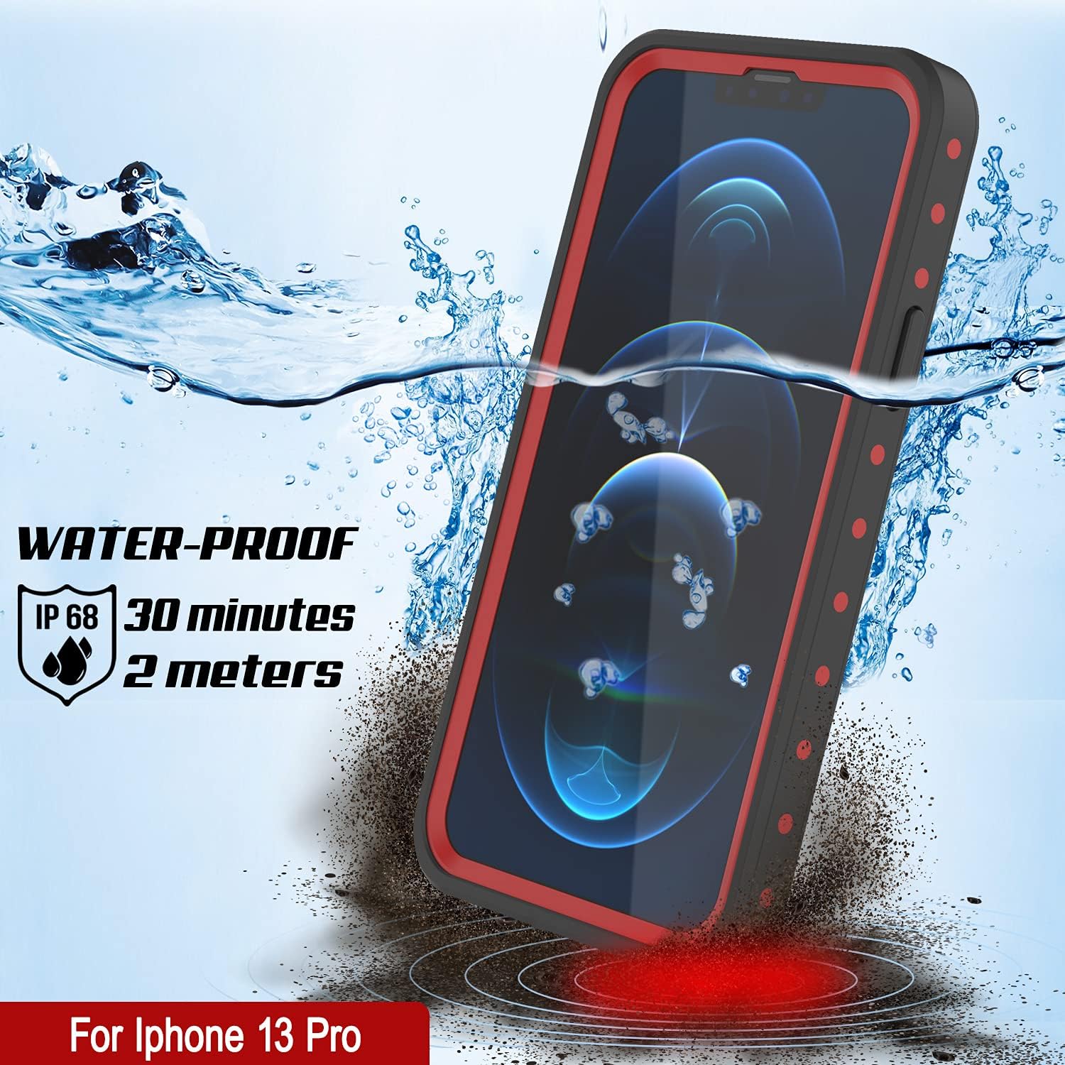 Punkcase Funda impermeable para iPhone 13 Pro serie StudStar ajuste delgado certificado IP68 a prueba de golpes a prueba de suciedad a prueba de