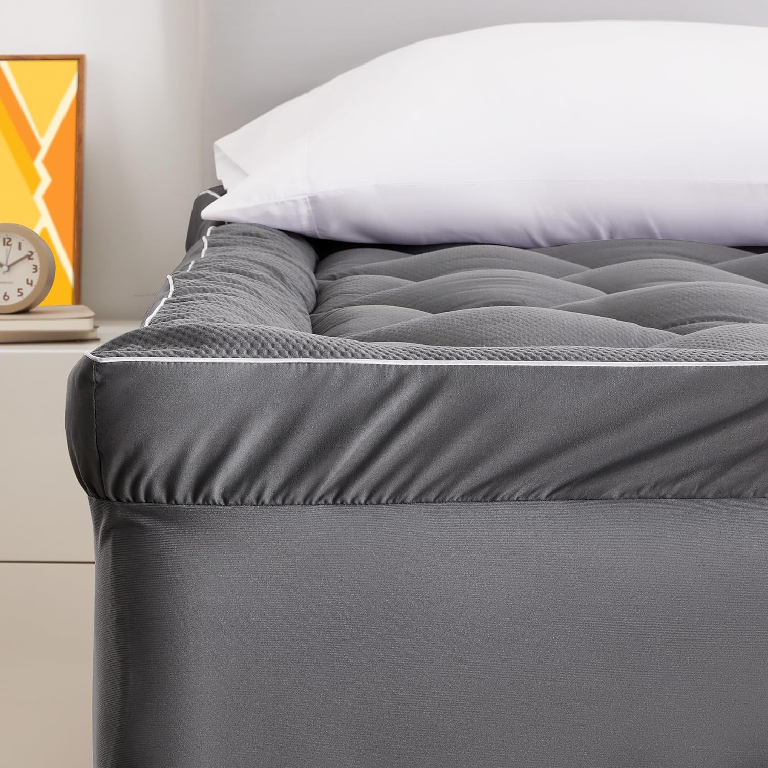 SLEEP ZONE Cubrecolchón extra grueso para el dolor de espalda, funda de colchón gruesa transpirable de felpa, funda de colchón suave alternativa al